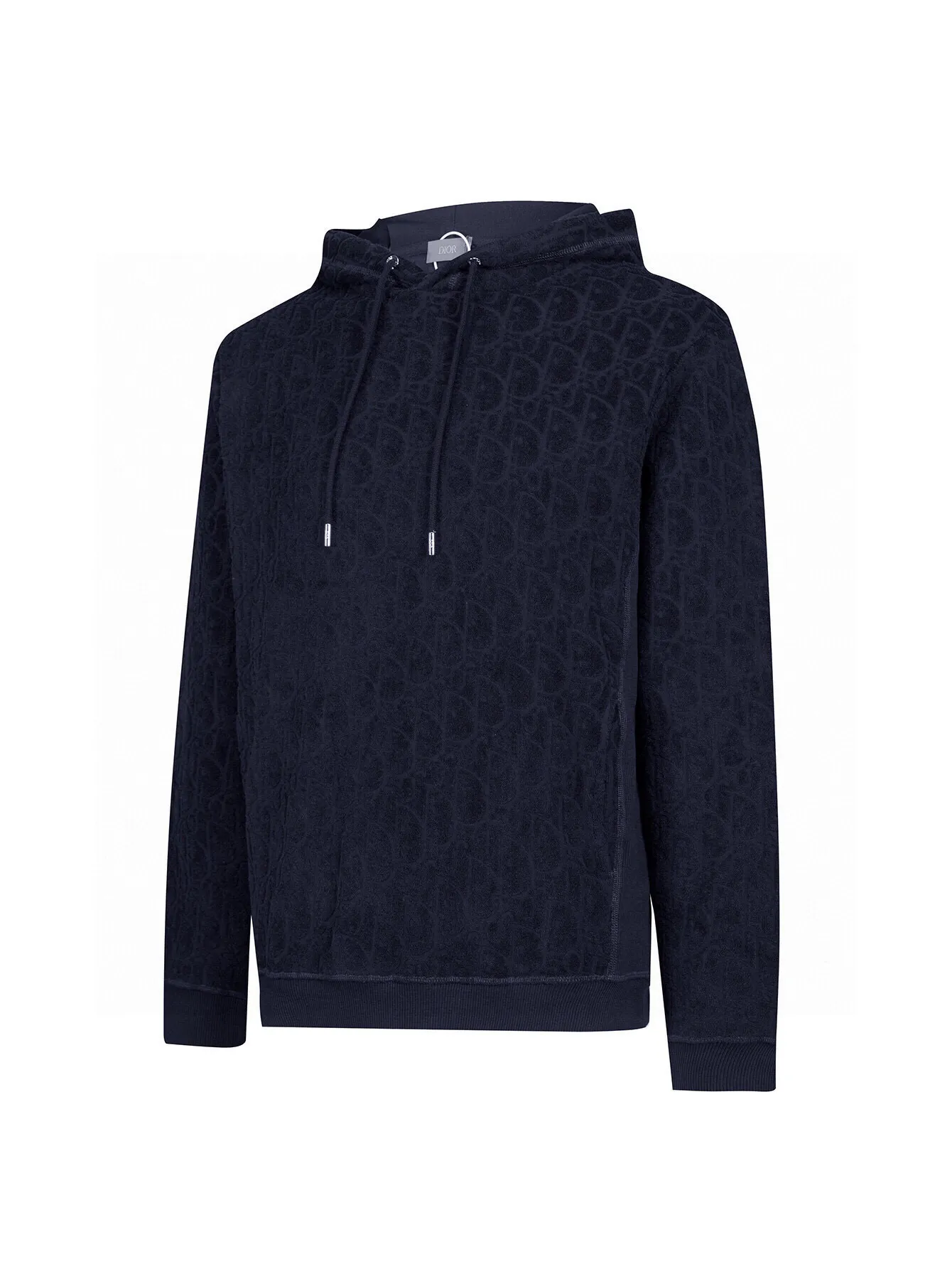 🅿️430 (zp version) - Dior presbyopic all-over printed terry embroidered jacquard plus velvet thickened hooded jacket - Made of original imported terry embroidered jacquard, custom-woven and dyed fabrics ZP consistent accessories customization Exclusive quality difference currency Welcome to compare - Color: White Navy - Size: S M L XL