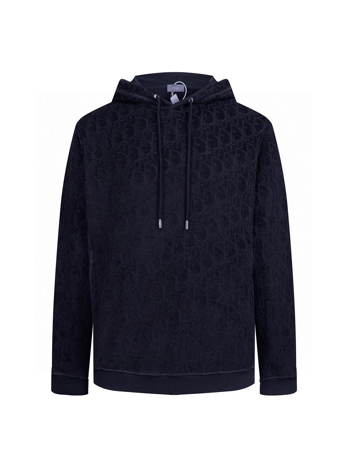 🅿️430 (zp version) - Dior presbyopic all-over printed terry embroidered jacquard plus velvet thickened hooded jacket - Made of original imported terry embroidered jacquard, custom-woven and dyed fabrics ZP consistent accessories customization Exclusive quality difference currency Welcome to compare - Color: White Navy - Size: S M L XL