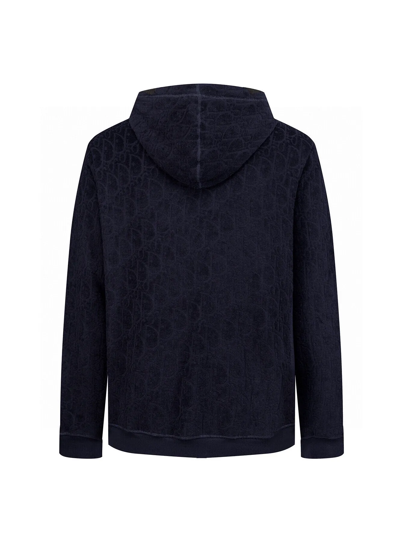 🅿️430 (zp version) - Dior presbyopic all-over printed terry embroidered jacquard plus velvet thickened hooded jacket - Made of original imported terry embroidered jacquard, custom-woven and dyed fabrics ZP consistent accessories customization Exclusive quality difference currency Welcome to compare - Color: White Navy - Size: S M L XL