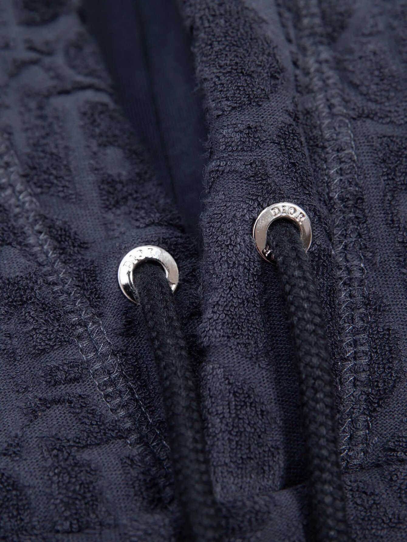 🅿️430 (zp version) - Dior presbyopic all-over printed terry embroidered jacquard plus velvet thickened hooded jacket - Made of original imported terry embroidered jacquard, custom-woven and dyed fabrics ZP consistent accessories customization Exclusive quality difference currency Welcome to compare - Color: White Navy - Size: S M L XL
