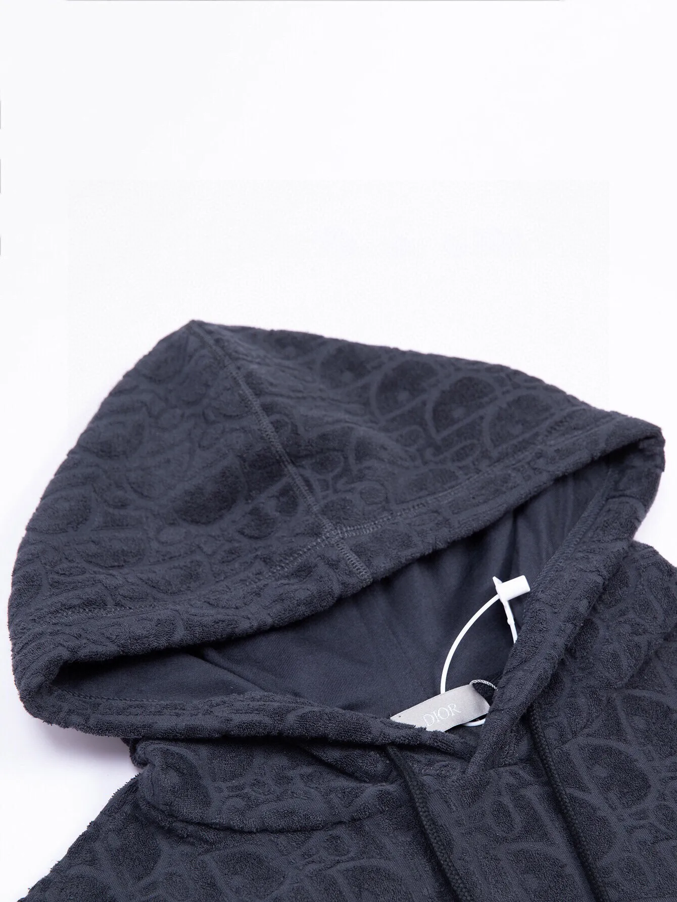 🅿️430 (zp version) - Dior presbyopic all-over printed terry embroidered jacquard plus velvet thickened hooded jacket - Made of original imported terry embroidered jacquard, custom-woven and dyed fabrics ZP consistent accessories customization Exclusive quality difference currency Welcome to compare - Color: White Navy - Size: S M L XL
