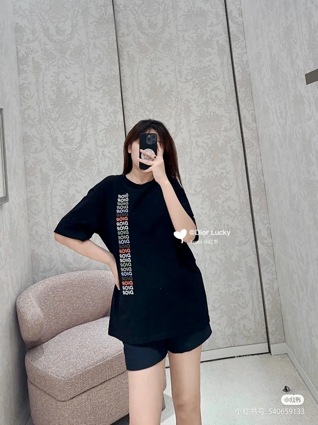 🅿️170 [DIOR Dior] 2025FW short-sleeved T-shirt LOGO printing High-end 26s double yarn 300g fabric Heavy fabric Customized frame ribbing in the same cylinder and dyeing Complete three standards Same style for men and women Color: Black White Size: S M L XL 2XL