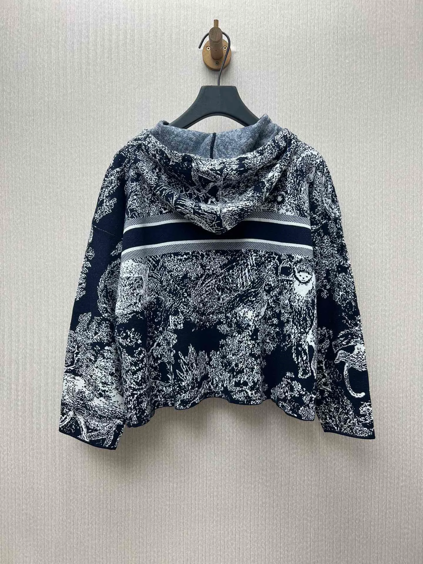 🅿️680 complete set of Dior 25ss new letter logo Rui jungle jacquard loose hooded long-sleeved pullover knitted sweatshirt! Size: S.M.L.