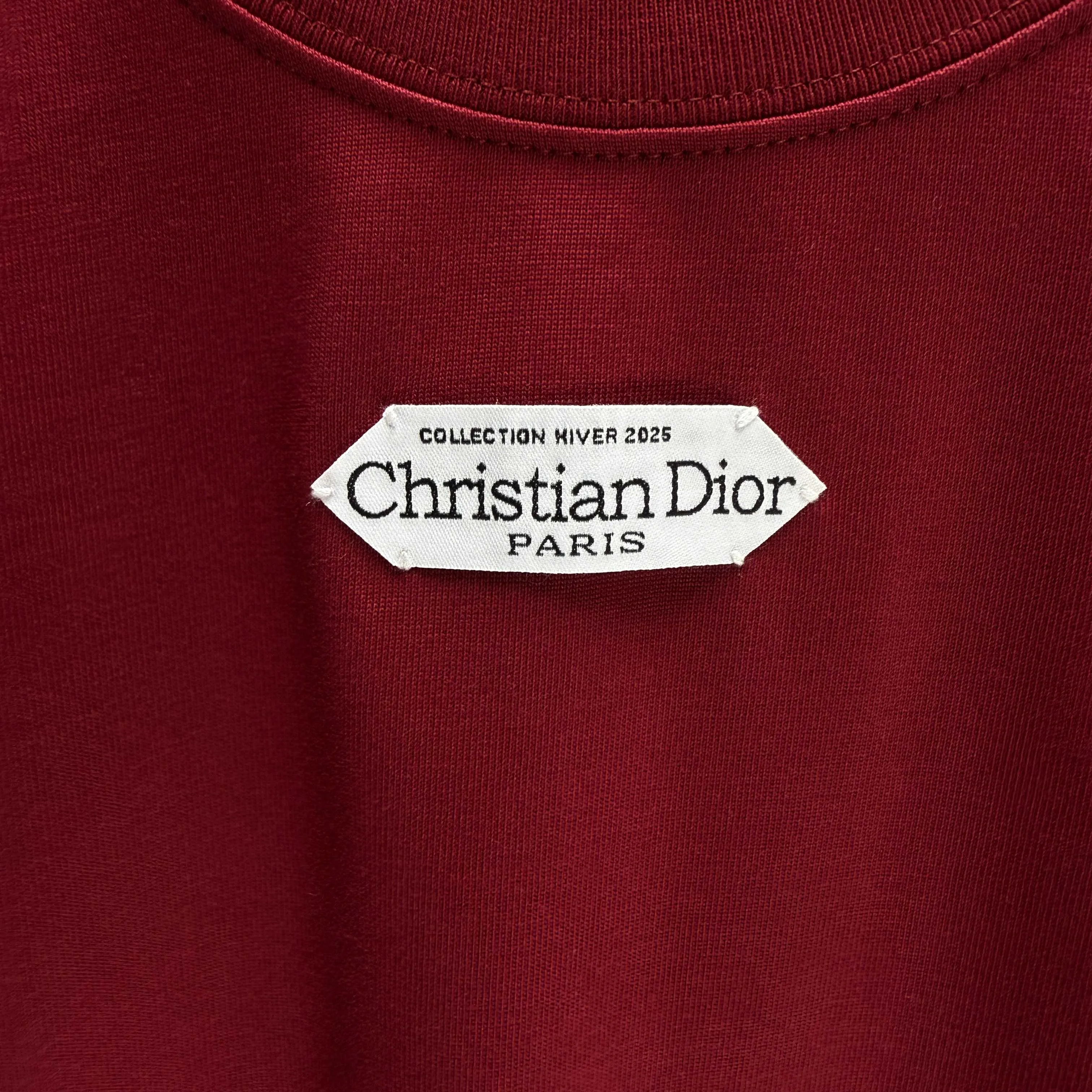 🅿️230 Dio* Dior* 2025 autumn and winter new thick long-sleeved T-shirt 320g pure cotton letter logo hand-sewn label Color: Black White Angora Red Night Blue Size: S M L XL