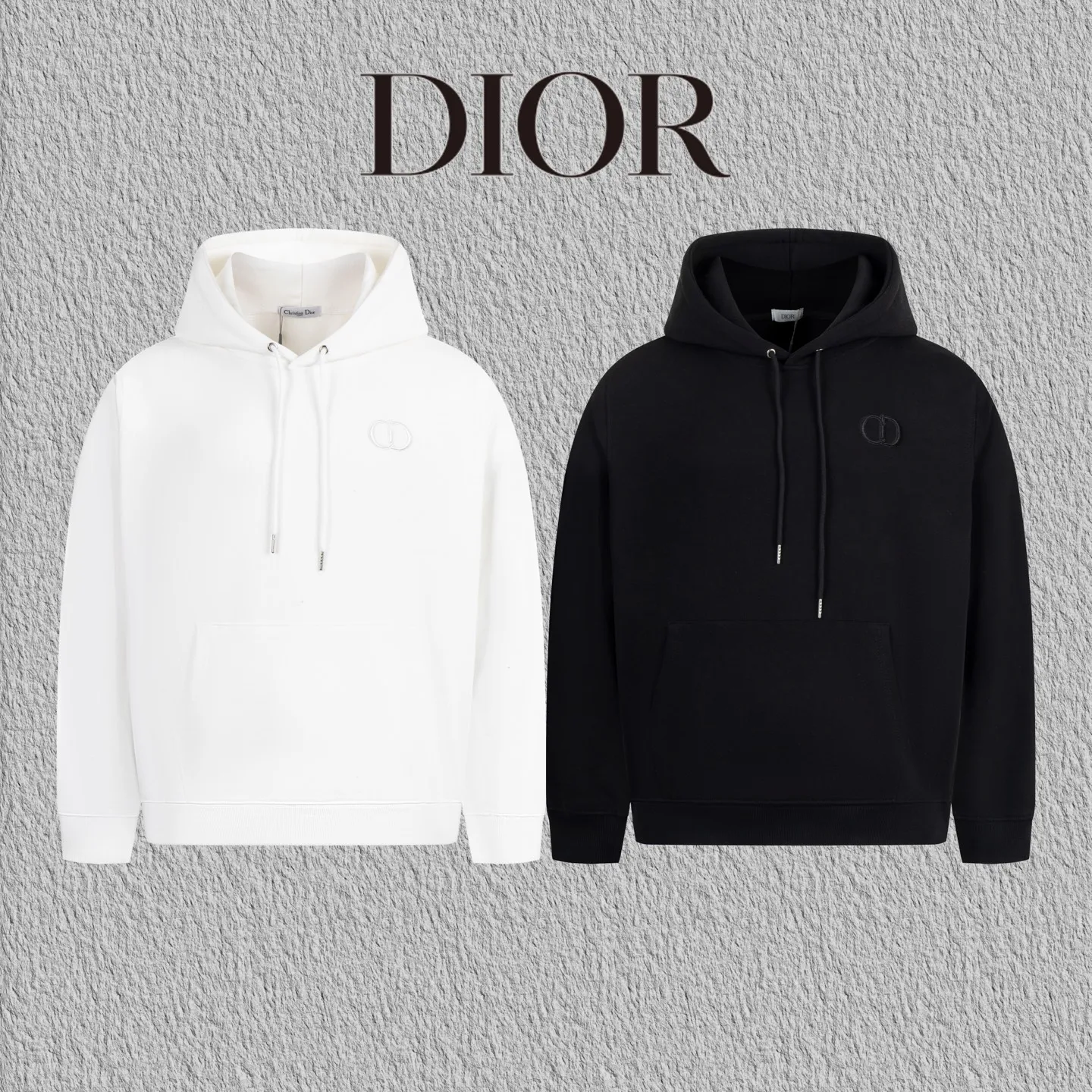 🅿️310 model number B36 Dior classic small label embroidered hooded sweatshirt. DIOR counter consistent sweatshirt. The fabric is made of 420g double-strand double yarn in the same cylinder terry. 2×2 pure cotton high-elastic fine threads are not deformed. Imported machines are full of classic small label embroidery. The most popular online celebrity versatile OS version can be worn up to about 180 pounds. Factory assembly line work. Imported machine double-line press technology. Three standards are complete. Customized accessories. Matching. Same style for men and women colour: black white size: S M L XL Manual measurement error of about 1-3cm is normal