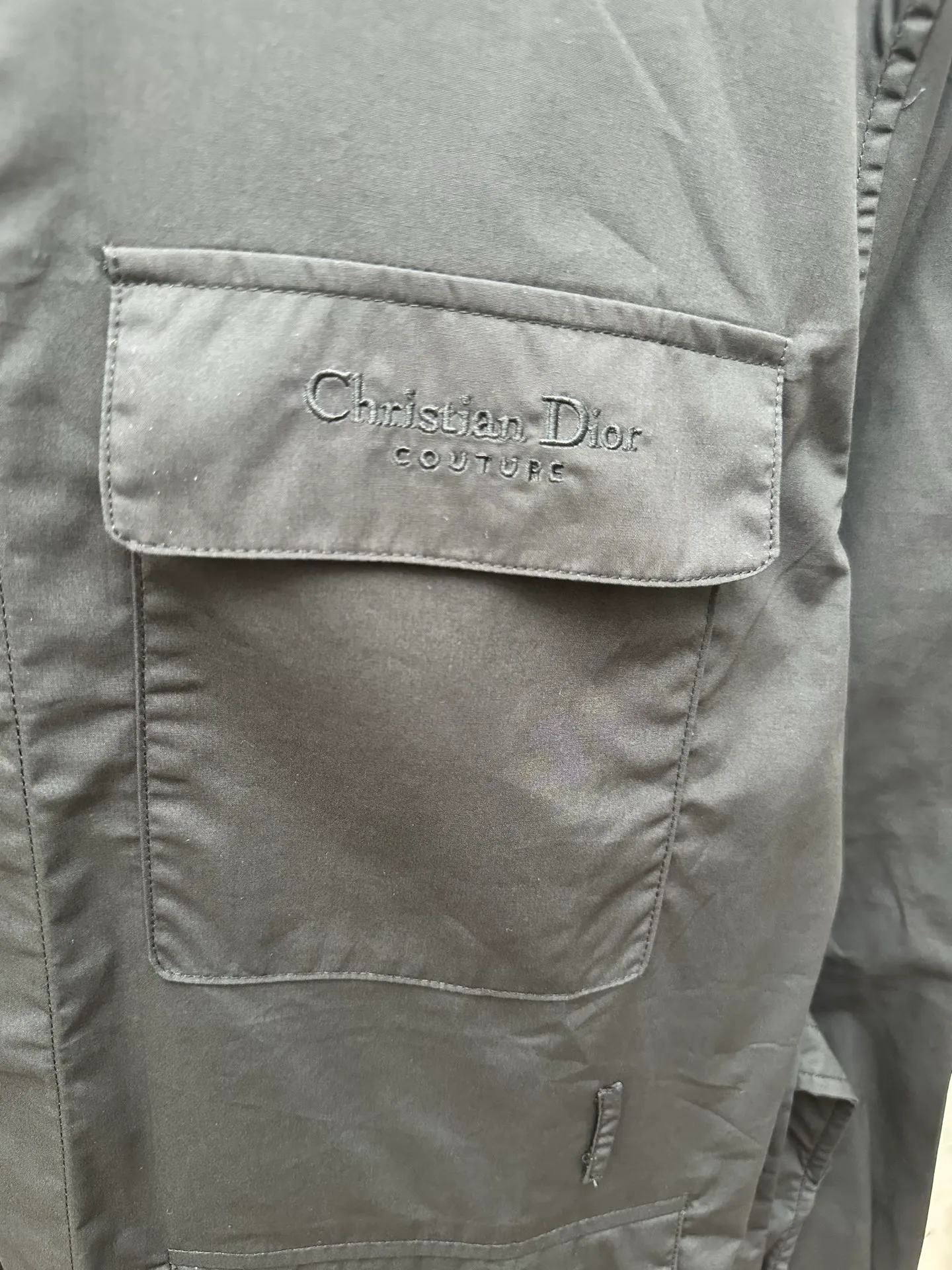🅿️500 Dior 2025ss pocket buckle belt shirt black cotton poplin Christian Dio.r Couture embroidery Size: S M L XL