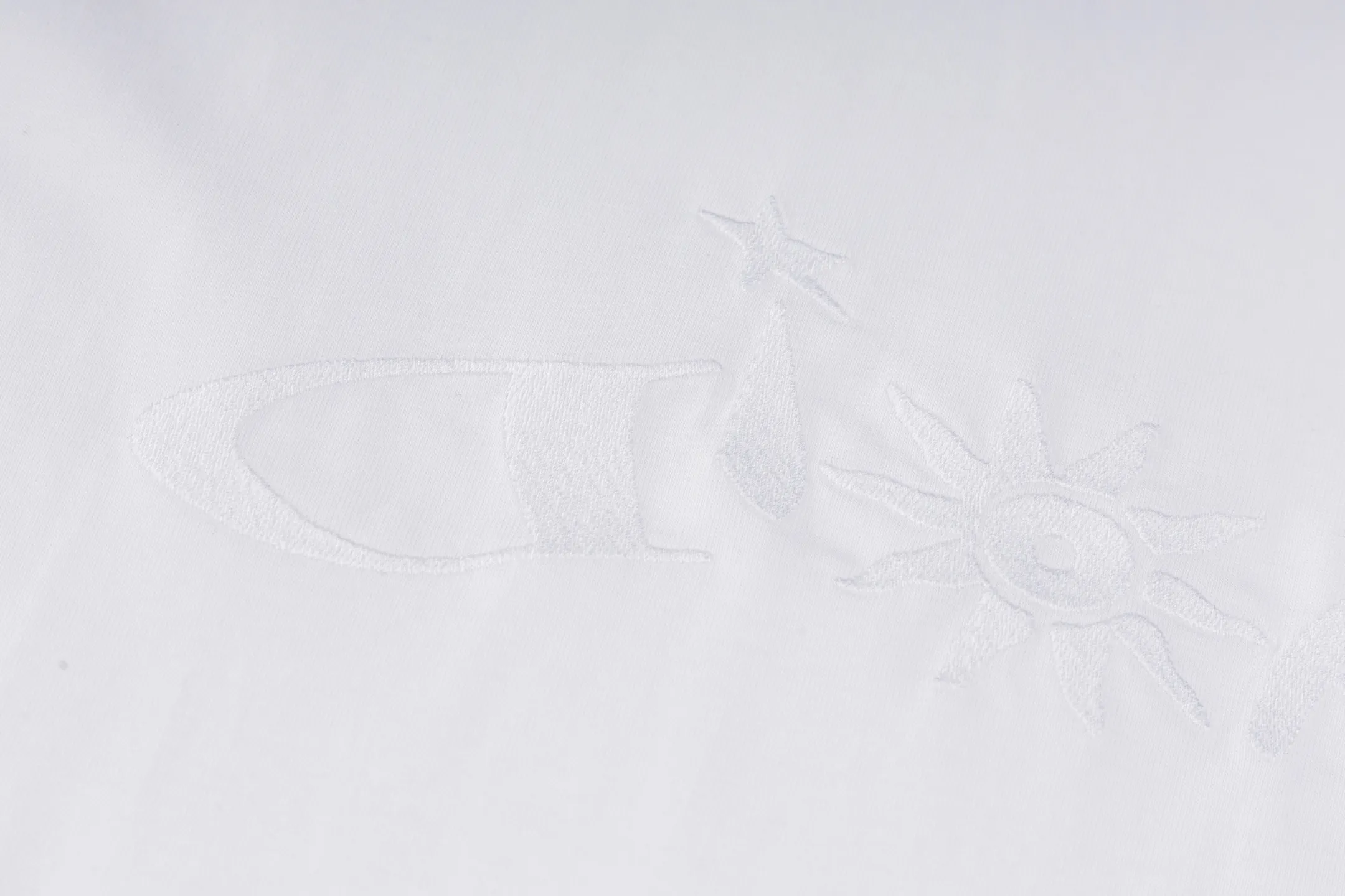 🅿️260 [Exclusive supply] CD Hlton co-branded sun letter embroidered short sleeves (white) The fabric is made of 15S 230g fine cotton plain fabric, and the rib is made of 32S 300g double yarn stretch rib. This T-shirt is a new product of the 2025 autumn men's wear series and comes from the ANDLEWIS HAMILTON limited series. Crafted from cotton jersey, it features a co-branded embroidery on the front that reinterprets the logo in a graphic style. Featuring a sporty silhouette, it can be worn with jeans or track pants. 15S fine cotton plain fabric is a high-quality cotton fabric made of cotton fibers processed by combing process. Compared with ordinary cotton fabrics, its fibers are arranged more neatly and have a higher density. The combing process makes the fabric have better texture and luster, while also improving the softness, comfort and breathability of the fabric. Flat stitch embroidery three-dimensional craft is a special embroidery technique that uses flat stitch to create embroidery with a three-dimensional feel. This process creates a richer three-dimensional effect and layering by precisely controlling the depth and angle of the stitches and increasing the density and length. Size:XS-S-M-L
