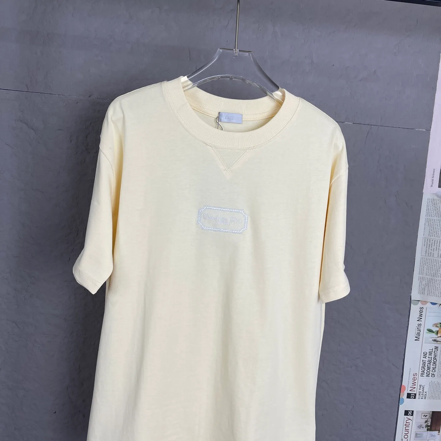 🅿️180 /A13 DIOR couture blade embroidered short-sleeved T-shirt. Exclusively customized with 300 grams of original board. Double yarn pure cotton fabric texture is very soft and comfortable. 100% different from the market's top fabrics (no shrinkage, no deformation, no pilling). Matched with 320 grams of 1x1 thread (fabric thread is dyed in the same vat, no color difference, not easy to deform). Original 1:1 version. Original 1:1 customized accessories. Collar label Care label, tag, packaging (perfect details) Size: S-XL Color: apricot, white, blue, gray, dark gray
