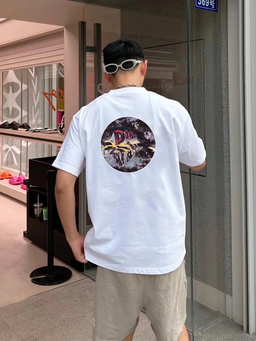 🅿️170 [DIOR Dior] 2025FW short-sleeved T-shirt LOGO printing High-end 26s double yarn 300g fabric Heavy fabric Customized frame ribbing in the same cylinder and dyeing Complete three standards Same style for men and women Color: Black White Size: S M L XL 2XL