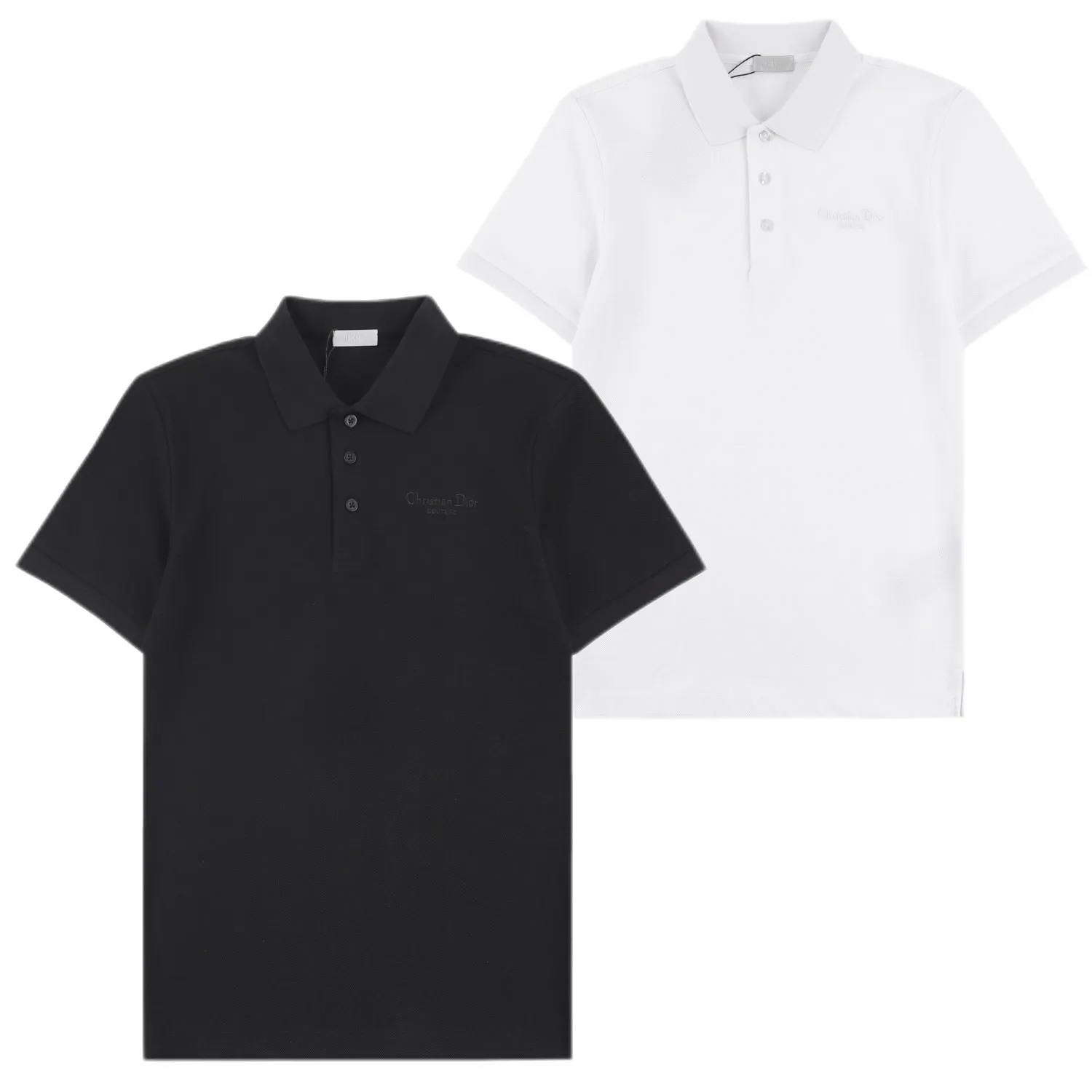 🅿️256 DIOR Di* 2025 SS spring and summer lapel POLO new style. Three-dimensional letter 3D imported Tajima embroidery technology. Specially customized letter logo stone pattern buttons. Details in place💯 Made of 100% cotton pique cloth. Comfortable feel. Color: black white. Size: M-XXL