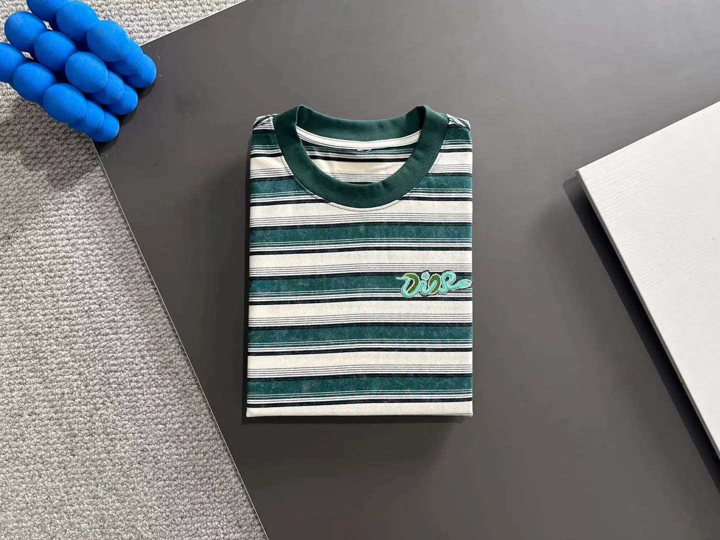 🅿️270 shipped next day DIOR Dior 2025 spring and summer new high quality launch of double yarn pure cotton striped fabric short-sleeved personalized exclusive style will not deform or shrink after being soaked in water SIZE: M-3XL