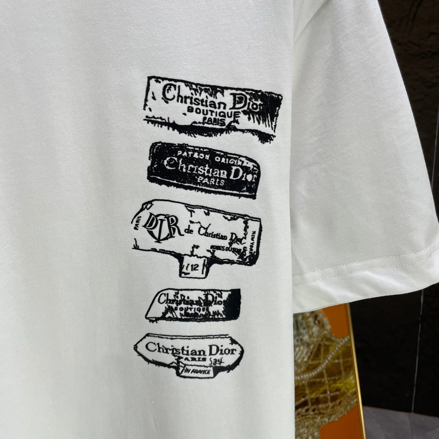 🅿️170 Dio* Dior* 2025 spring and summer new short-sleeved T-shirt Heavy cotton letter pattern printing Color: Black White Mint Green Size: S M L XL XXL