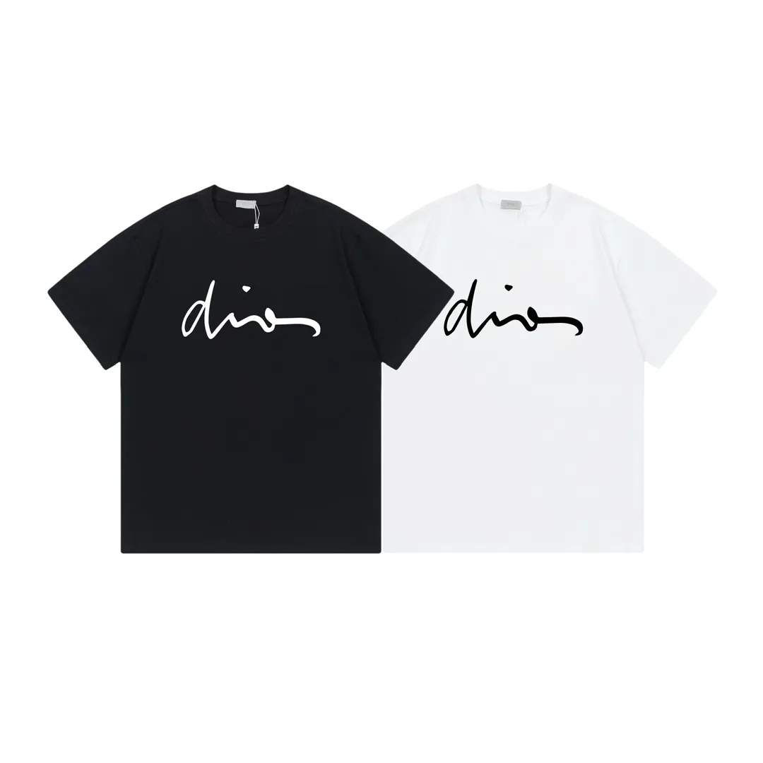 🅿️170 DIOR Dior 2025 new style artistic letter logo, same style for men and women, short-sleeved T-shirt ·Customized 300g 100% double yarn pure cotton fabric ·Defined dyed 32 counts double strand thread ·Collar label, hangtag, main mark and three labels complete Color: White Size: XS S M L