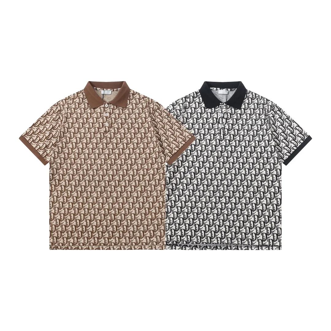 🅿️190 Dior 2025 new model, light luxury, flat machine collar, jacquard letter logo all over, same style for men and women, casual polo shirt ·Customized pique fabric ·Collar label, hang tag, main mark and three labels complete Color: Black Size: S M L XL XXL