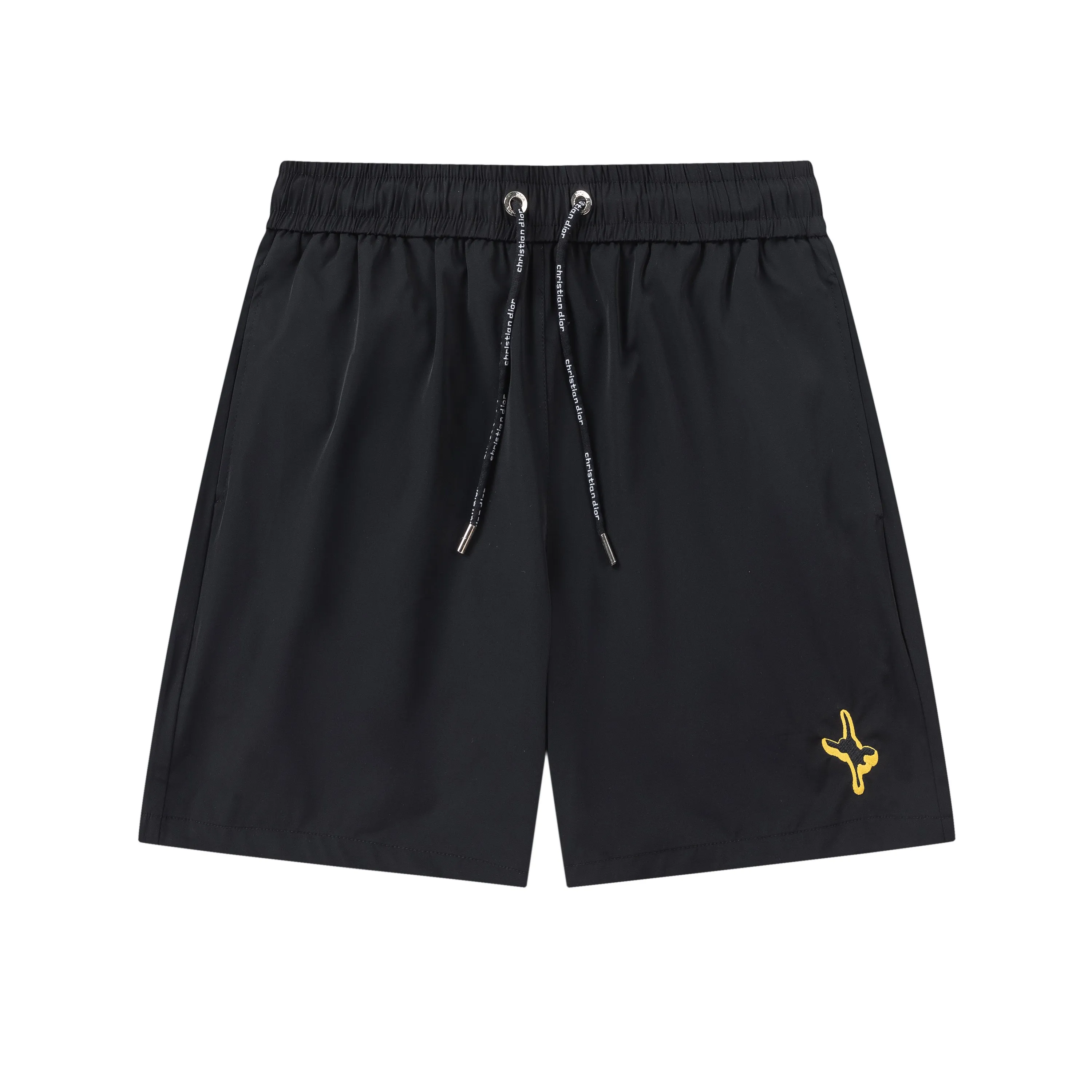 🅿️210 DiRO Dior 2025 spring and summer logo embroidery. New fashionable beach shorts, with lining and mesh shorts! The official website is synchronized with the original 1-1 replica, the original hardware is selected from high-quality polyester fiber fabrics, with a delicate feel, a must-have item for summer, and the upper body effect is super handsome! Color: Black Size: S M L XL XXL