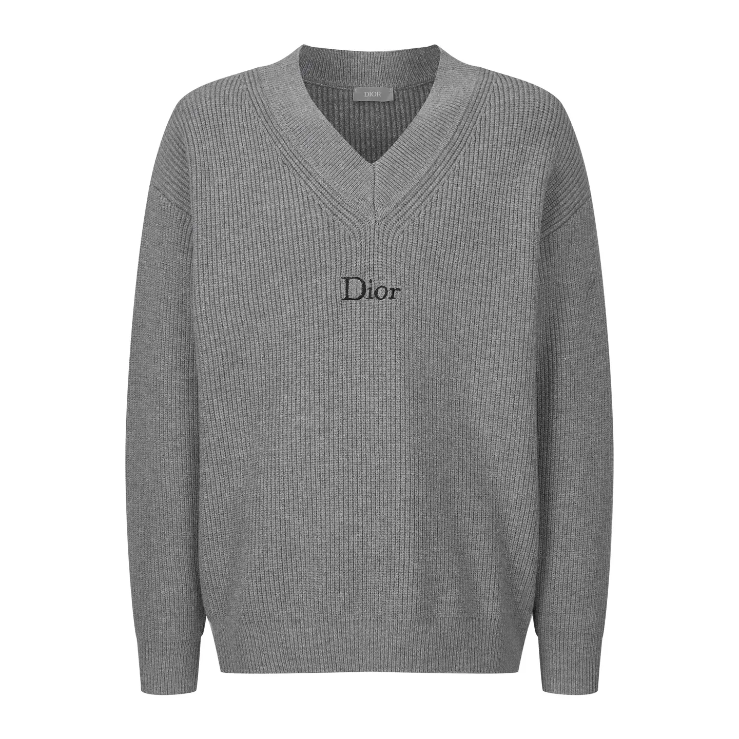 🅿️440 [Exclusive supply] CD letter logo V-neck sweater. The fabric is made of 55% merino wool, 35% cotton yarn and 10% polyester. This fabric has high thermal insulation effect and upper body comfort. The embroidery uses 3D three-dimensional embroidery, and the chest is embellished with the DDIOR embroidery logo. Garment washing water removes impurities and lint smell, while effectively fixing the pattern and adding hand feel. This V-neck sweater highlights a classic silhouette. Crafted from gray goat hair jersey, it's enhanced with Dior Couture signature embroidery on the chest. Wear it with jeans and sneakers for a sophisticated yet casual modern look. Size:S-M-L-XL