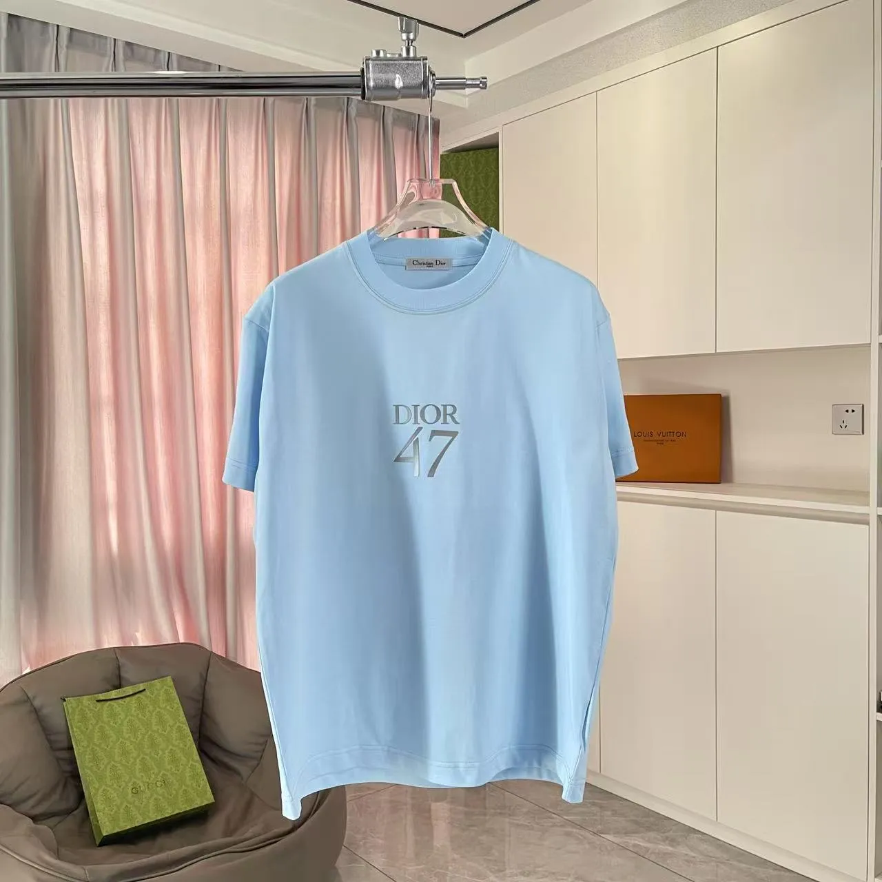 🅿️170 Dio Dior 2025 summer new style Letter logo three-dimensional silicone printing Short-sleeved T-shirt Customized fabric 300g Same style for men and women Color: Black White Sky Blue Iron Gray Size: S M L XL XXL Five codes​