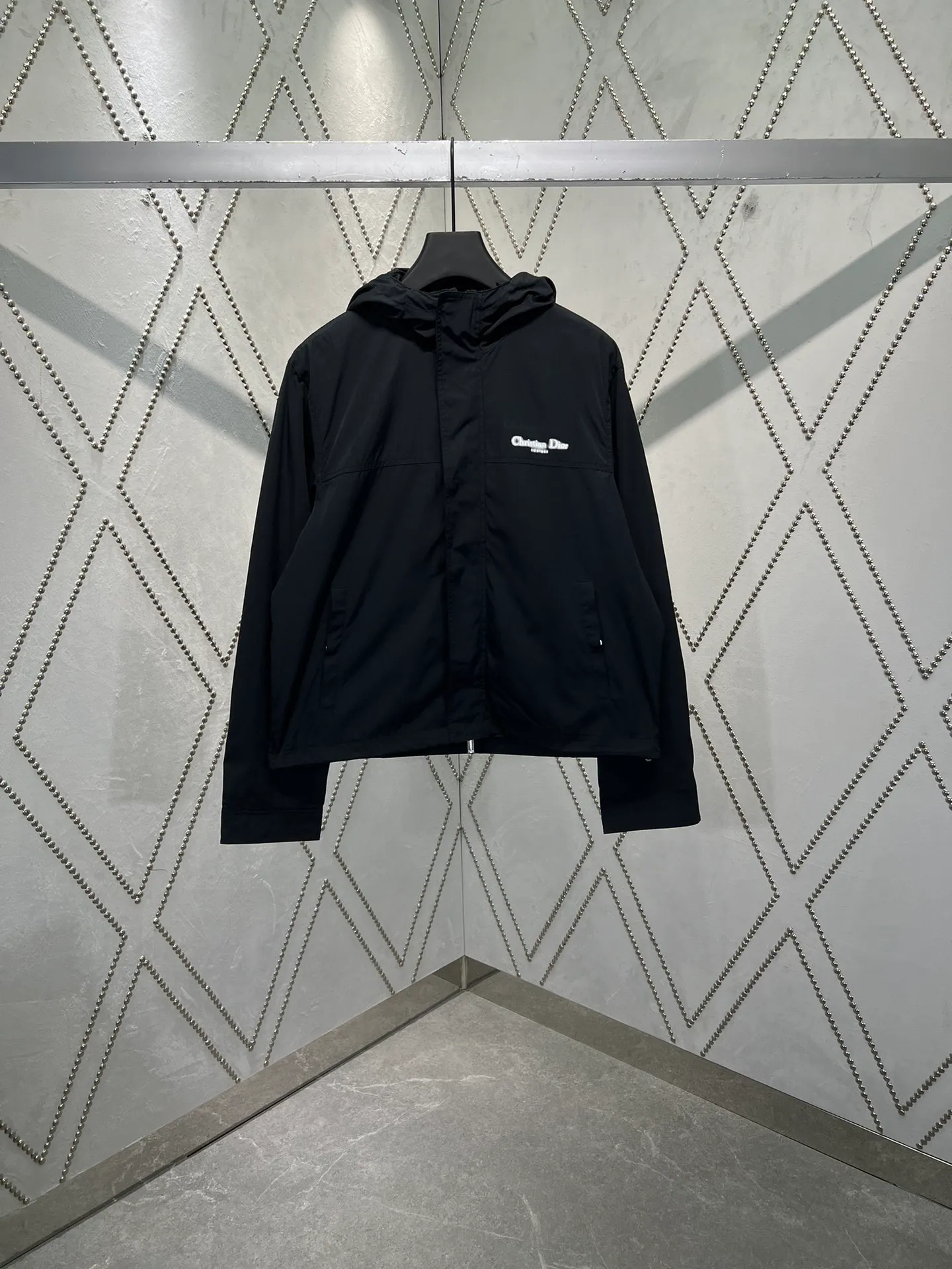 🅿️640 Dior 25ss new solid color logo printed hooded zipper long-sleeved jacket! Size: S.M.L.XL.
