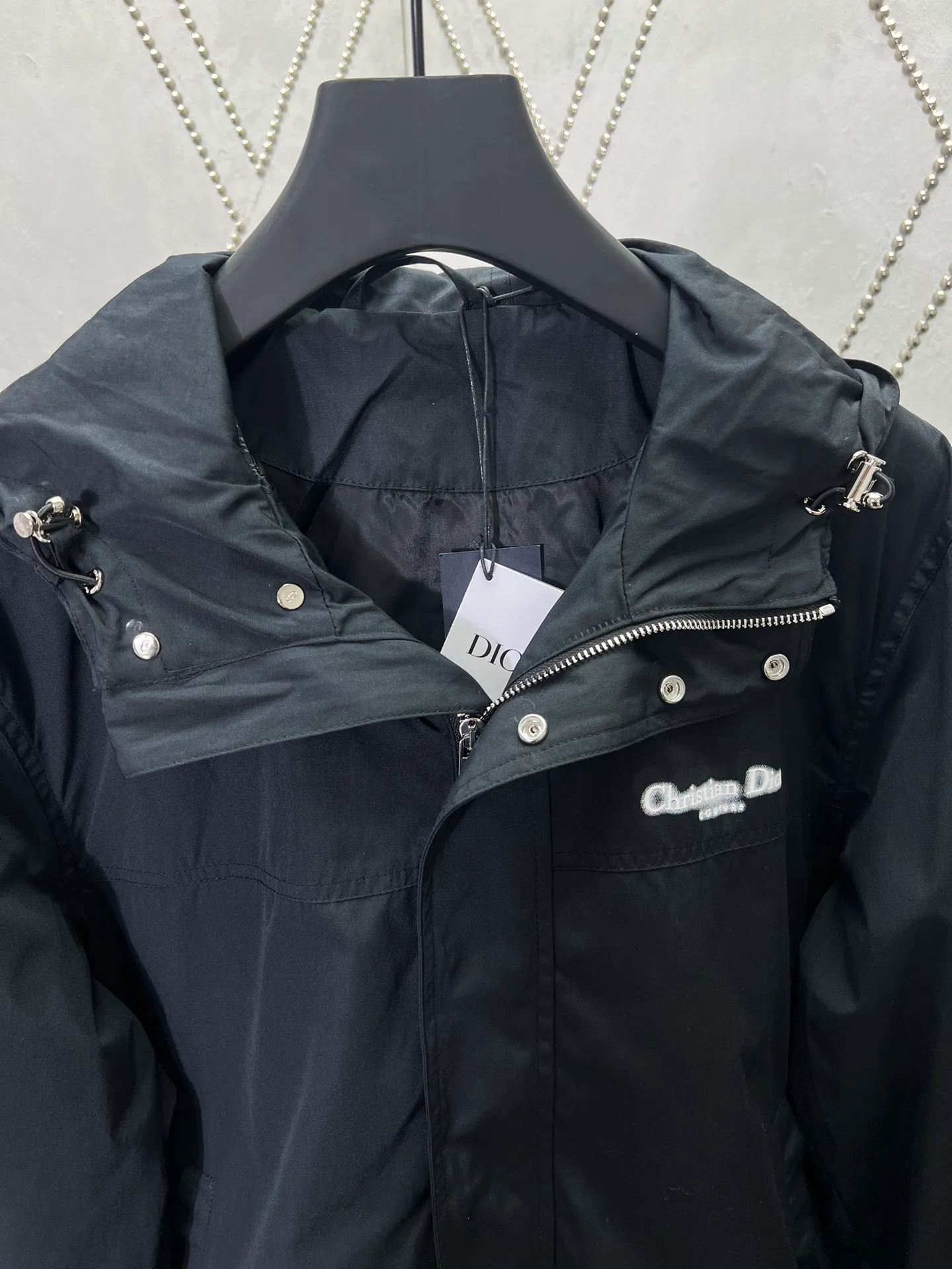 🅿️640 Dior 25ss new solid color logo printed hooded zipper long-sleeved jacket! Size: S.M.L.XL.