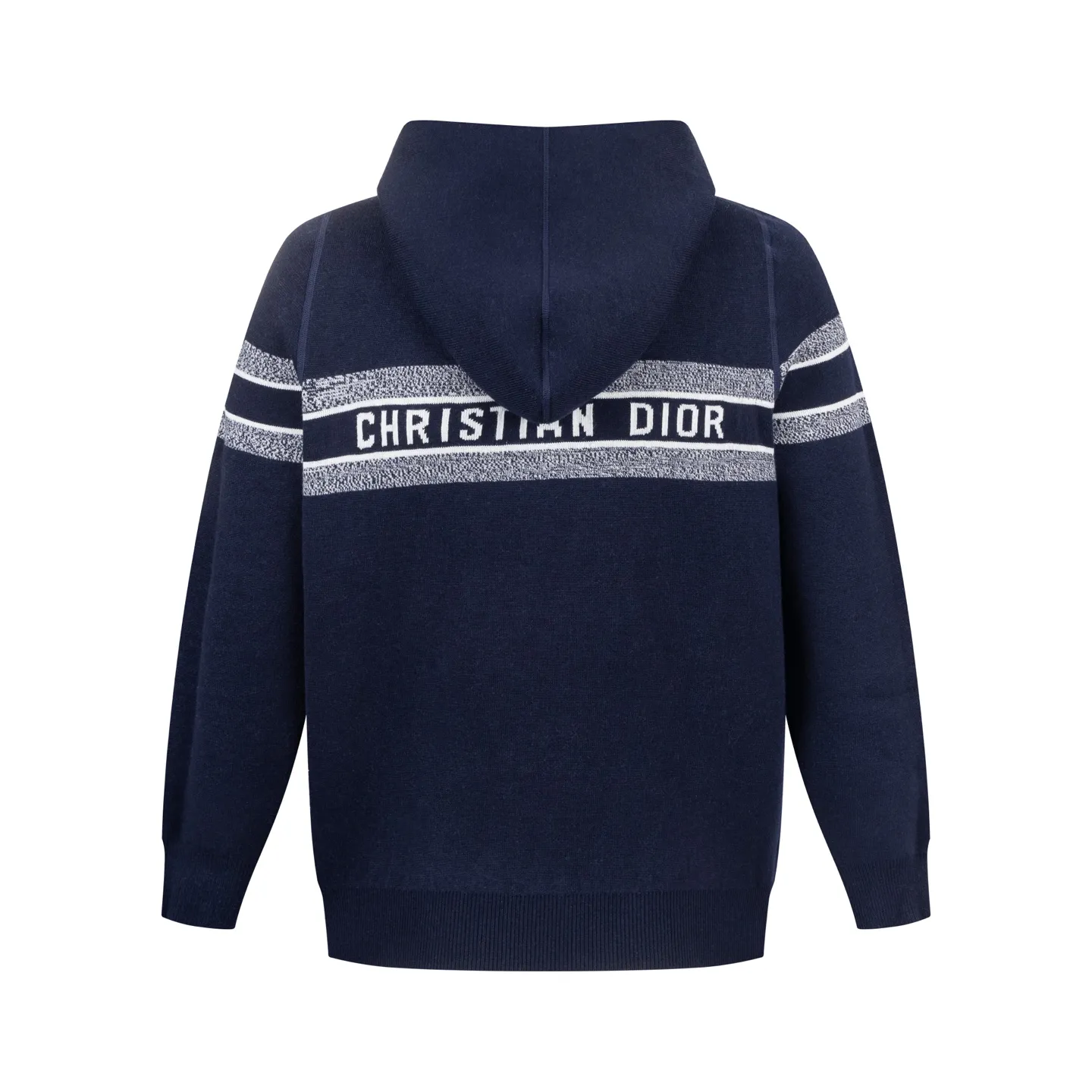 🅿️560 [Exclusive supply] CD 20SS Double-sided jacquard cashmere knitted hooded jacket (Navy Blue) The original version was purchased for 22,337 and developed. The fabric is made of cashmere blended knitted fabric, which is soft and comfortable. It features a zip closure at the front and subtle ribbed trimming at the cuffs and hem. The cardigan is reversible, with a solid blue hue on one side and the house's signature Dior Oblique pattern on the other, with Christian Dior strap details on the back. The unlined cut ensures a light and effortless fit, while the slim fit creates an elegant silhouette. The entire cardigan is made with exquisite craftsmanship. The double-sided knitting technology enables reversible wear, and the ribbed edges enhance the three-dimensional feel of the garment. Dry cleaning and maintenance are recommended to maintain the delicate texture of cashmere fabrics. This cardigan is both casual and fashionable, and can be easily matched with all kinds of clothing, showing the brand's exquisite craftsmanship and classic aesthetics. Size:S/M/L/XL/XXL
