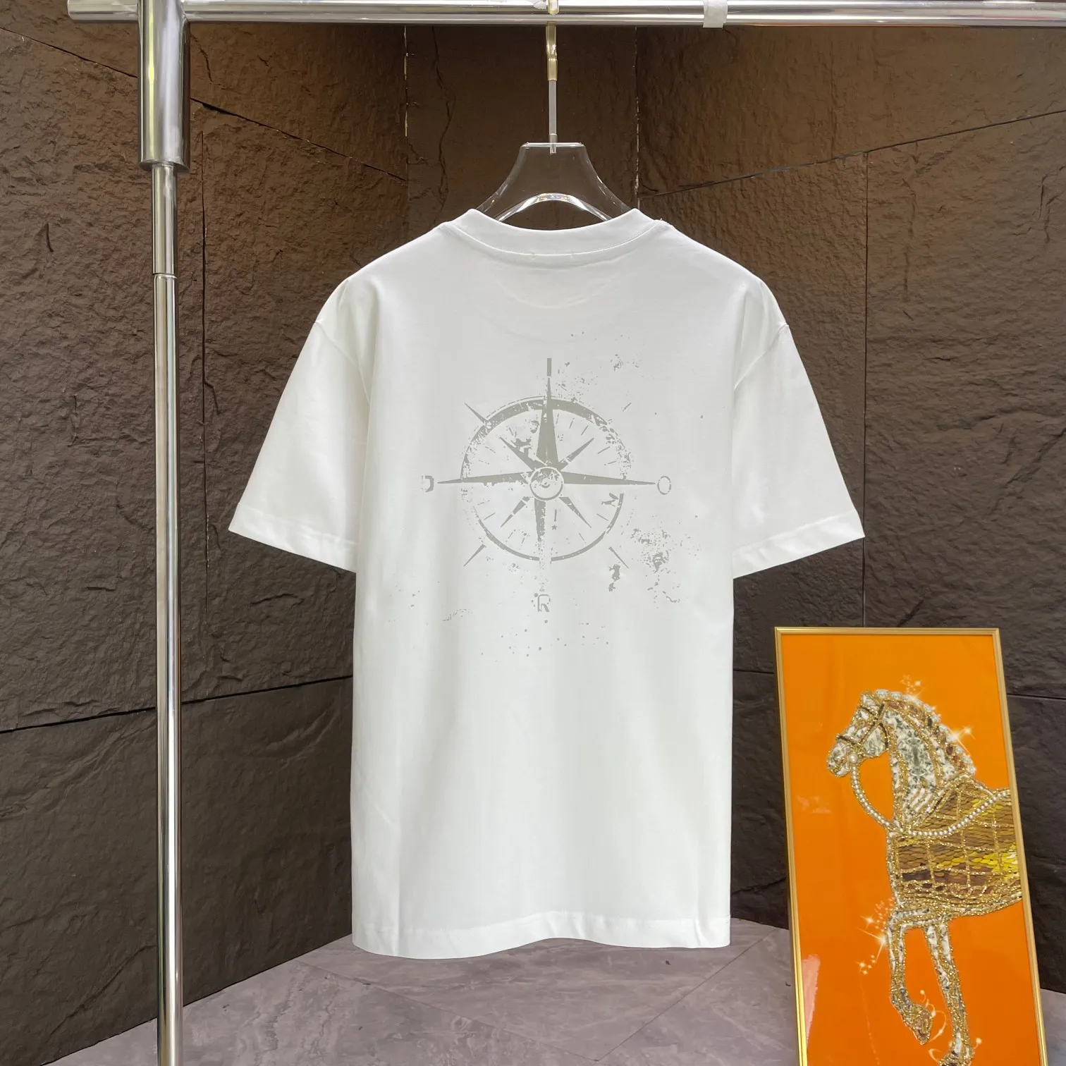 🅿️170 Dio* Dior* 2025 spring and summer new short-sleeved T-shirt Heavy cotton personalized print Color: Black White Mint Green Size: S M L XL XXL