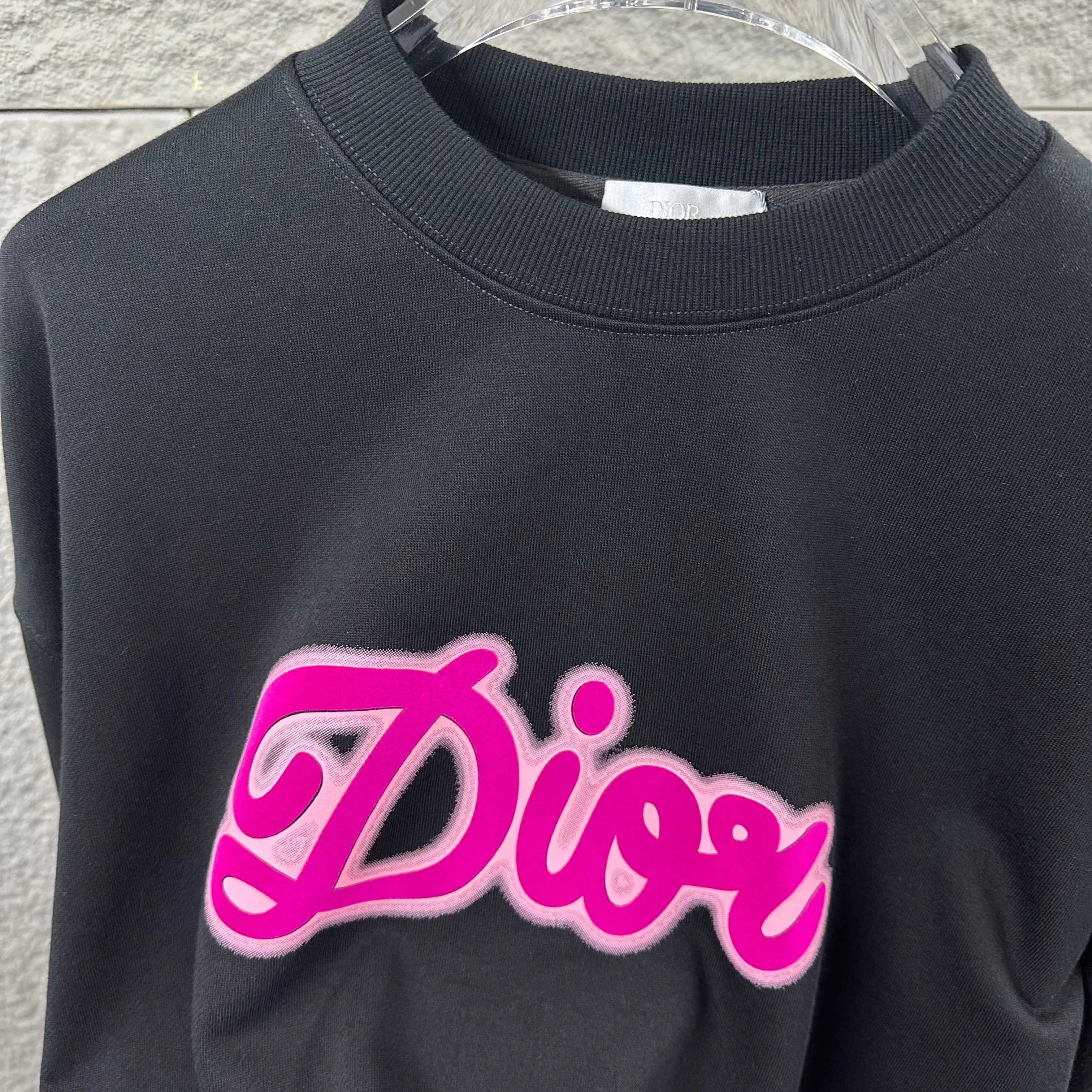 🅿️260 Dio* Christian Dior 2025 early autumn and winter new style, classic letter three-dimensional flocking technology + printing, simple and elegant, custom terry fabric, long-sleeved sweatshirt, same style for men and women, color: black, white, size: S (90-130 pounds) M (120-150 pounds) L (140-165 pounds) XL (160-180 pounds) XXL (180-210 pounds)