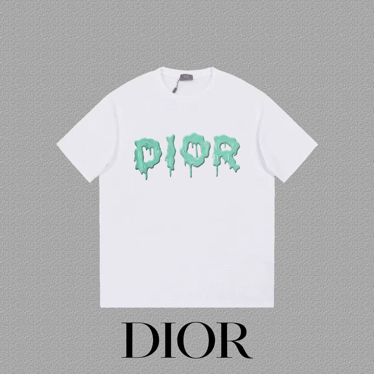 🅿️170 [DIOR Dior] 2025FW short-sleeved T-shirt LOGO printing High-end 26s double yarn 300g fabric Heavy fabric Customized frame ribbing in the same cylinder and dyeing Complete three standards Same style for men and women Color: Black White Size: S M L XL 2XL