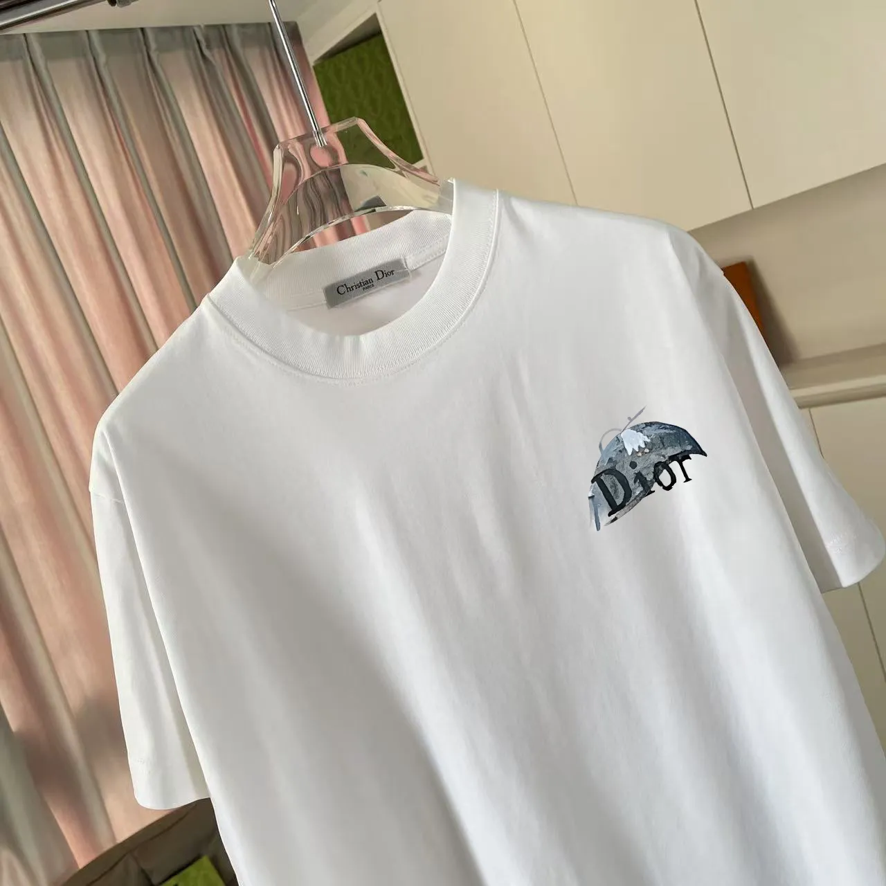 🅿️170 Dio Dior 2025 summer new style personalized letter logo printing short-sleeved T-shirt customized fabric 300g same style for men and women Color: black white lake green purple Size: S M L XL XXL five sizes