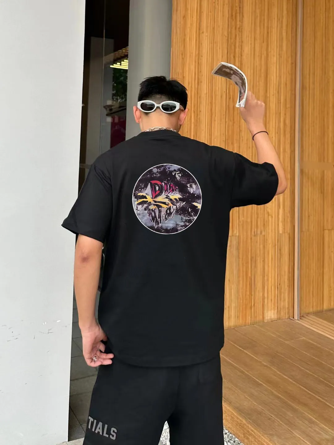 🅿️170 [DIOR Dior] 2025FW short-sleeved T-shirt LOGO printing High-end 26s double yarn 300g fabric Heavy fabric Customized frame ribbing in the same cylinder and dyeing Complete three standards Same style for men and women Color: Black White Size: S M L XL 2XL