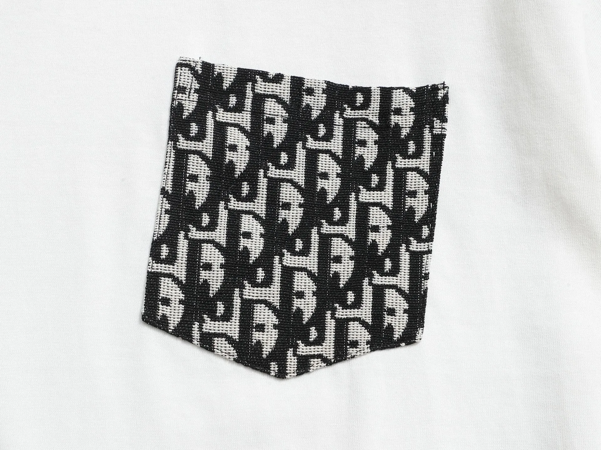 🅿️170 Dior Dijia 2024 new style, customized 270g double yarn pure cotton fabric, patch pocket letter logo, same style for men and women, short-sleeved T-shirt, color: black/white, size: XS-L