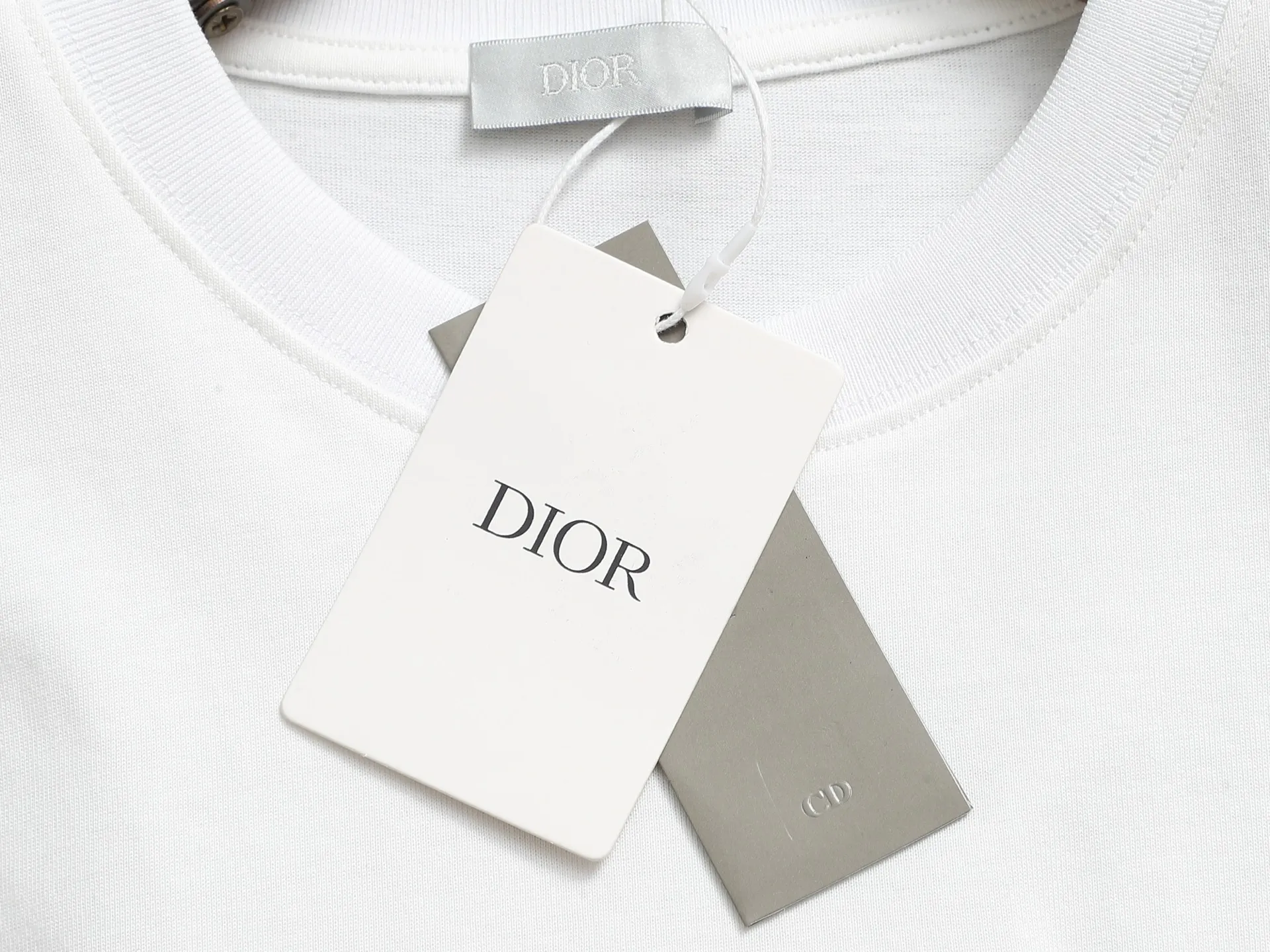🅿️170 Dior Dijia 2024 new style, customized 270g double yarn pure cotton fabric, patch pocket letter logo, same style for men and women, short-sleeved T-shirt, color: black/white, size: XS-L