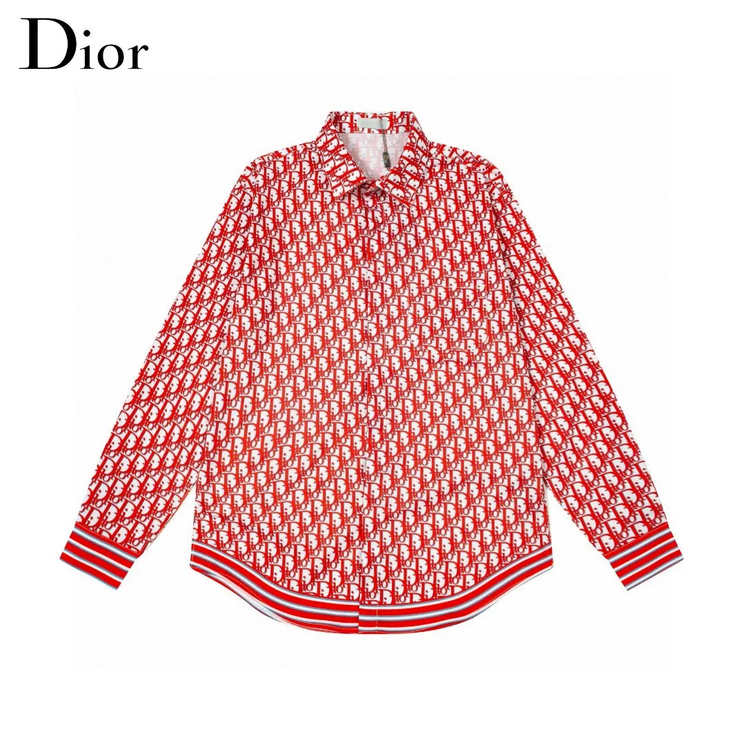 🅿️286 DIOR 🔥The most popular style is coming, full-print presbyopic LGOO barrage digital printed long-sleeved shirt, 2024ss official website new long-sleeved shirt, exquisitely printed logo, high-end version, in-store customized fabric, highly breathable and comfortable, exquisitely crafted, with impeccable detail processing, ✅customized logo engraved buttons, complete with three labels. Brand element design concept reflects high quality. It feels delicate and soft! It presents a casual cut and the upper body shape is great! 🐉Code number: M-XXL
