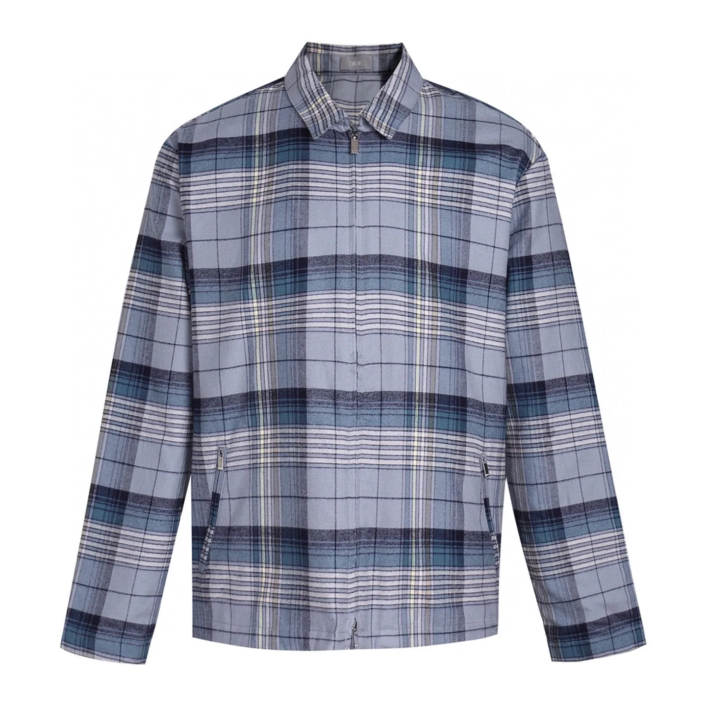 🅿️600 exclusive supply] CD 25SS plaid zipper shirt jacket. The original version was purchased for 12,036 and developed. The fabric is made of customized 100% cotton plaid jacquard fabric, and an infrared positioning cutting machine is used to cut the pieces according to the pattern. Customized original size 4 zipper, customized round ribs, customized original electroplated and engraved logo spring buckle, customized trademark. Size:48/50/52/54