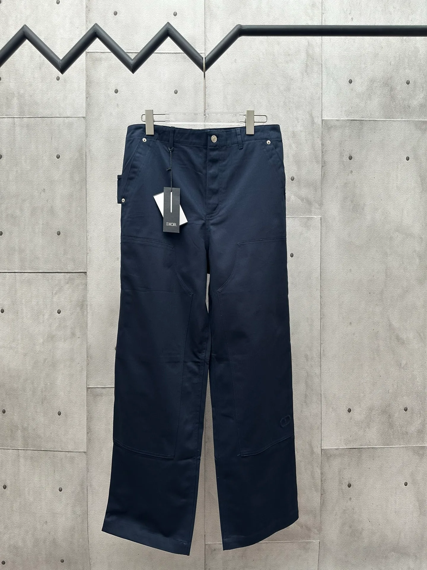 🅿️500 DIOR Dior 25ss new navy blue cotton twill trousers. Classic style shows casual style. Drawstring at the bottom. Size: S M L XL