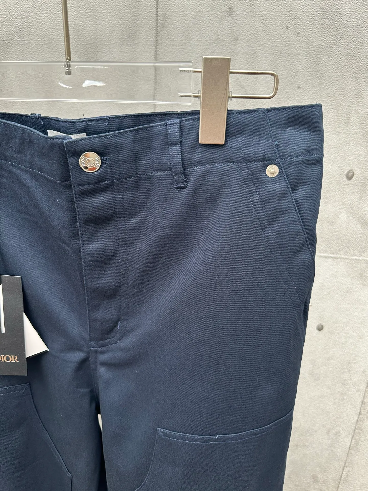 🅿️500 DIOR Dior 25ss new navy blue cotton twill trousers. Classic style shows casual style. Drawstring at the bottom. Size: S M L XL