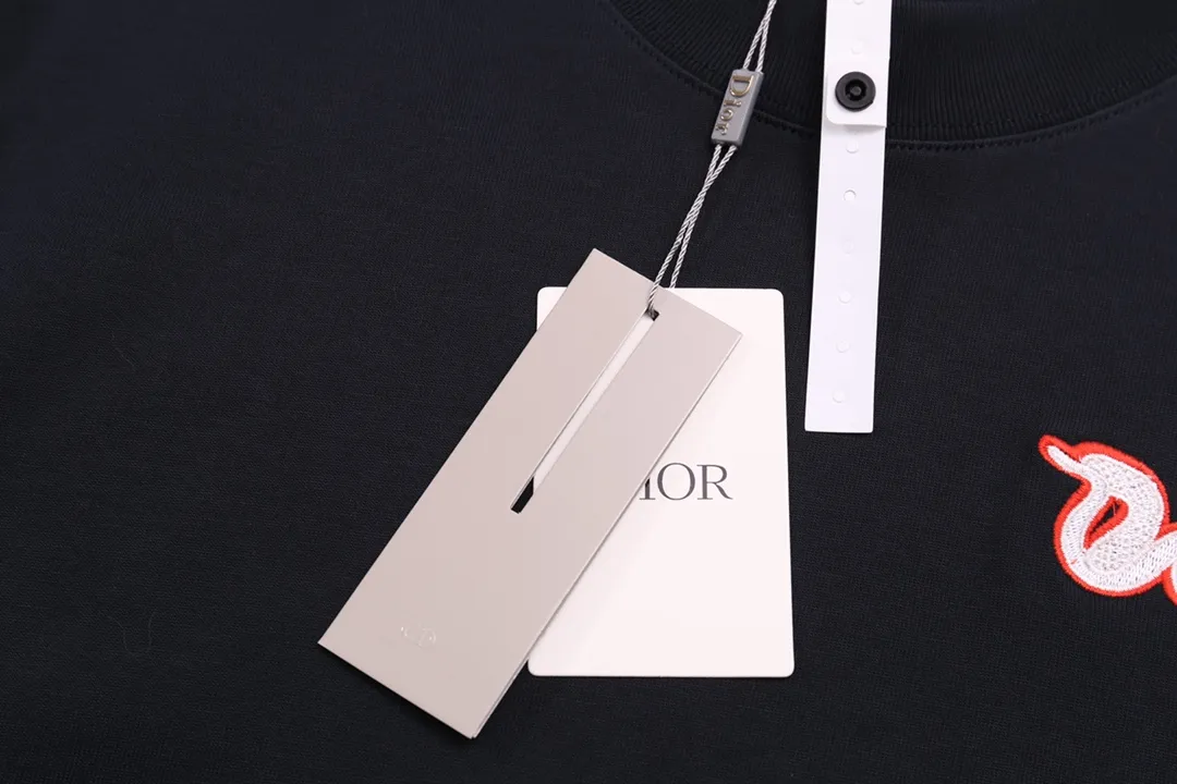 🅿️200 High-quality new DIOR-Dior-25 new Year of the Snake limited edition snake-shaped letter embroidery logo on the chest short-sleeved T-shirt Size: XS-L