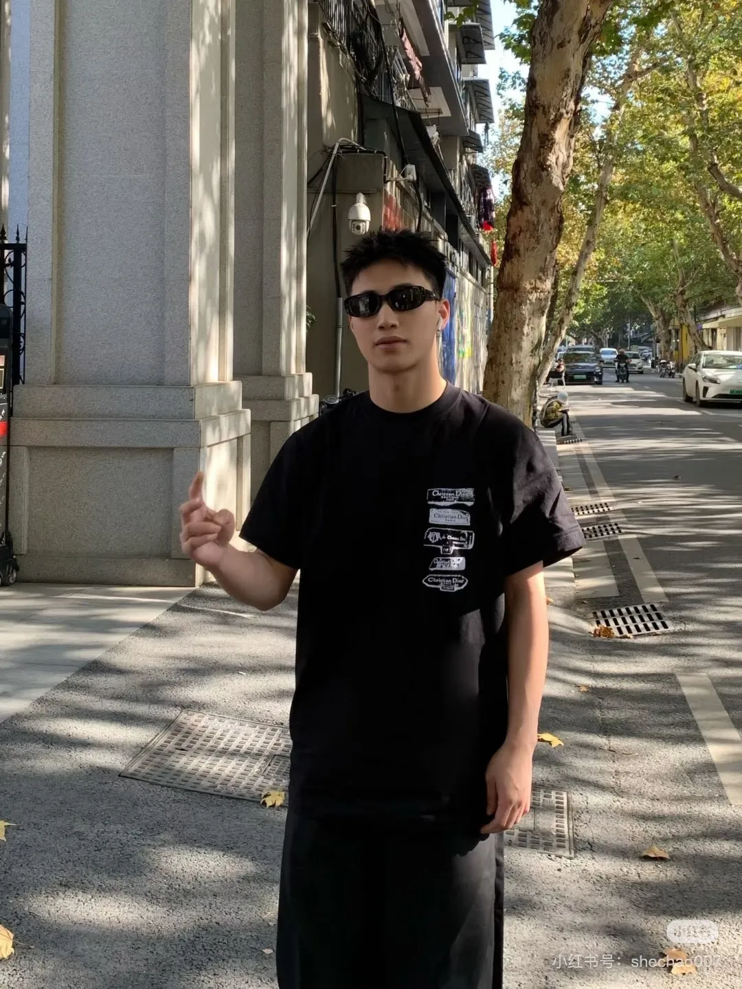 🅿️170 [DIOR Dior] 2025FW short-sleeved T-shirt LOGO printing High-end 26s double yarn 300g fabric Heavy fabric Customized frame ribbing in the same cylinder and dyeing Complete three standards Same style for men and women Color: Black White Size: S M L XL 2XL