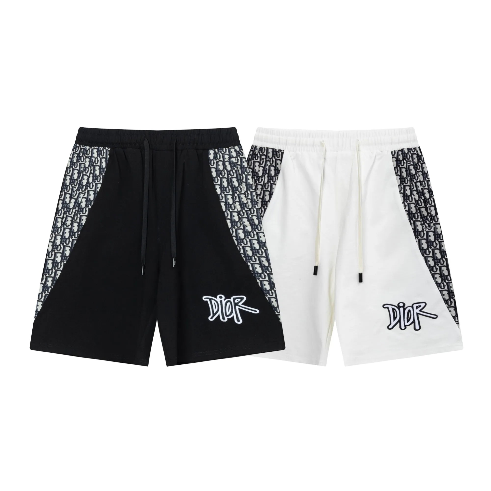 🅿️190 2025 Dior Dior new knitted shorts, customized fabric, knitted technology printed logo. The version is tight and three-dimensional, with straight stripe splicing. The customized trouser cord hardware has strong texture and smoothness. The upper body is comfortable and breathable. The concave and convex three-dimensional sense makes it a fashionable and casual outfit. Color: White-Black Size: M-4XL