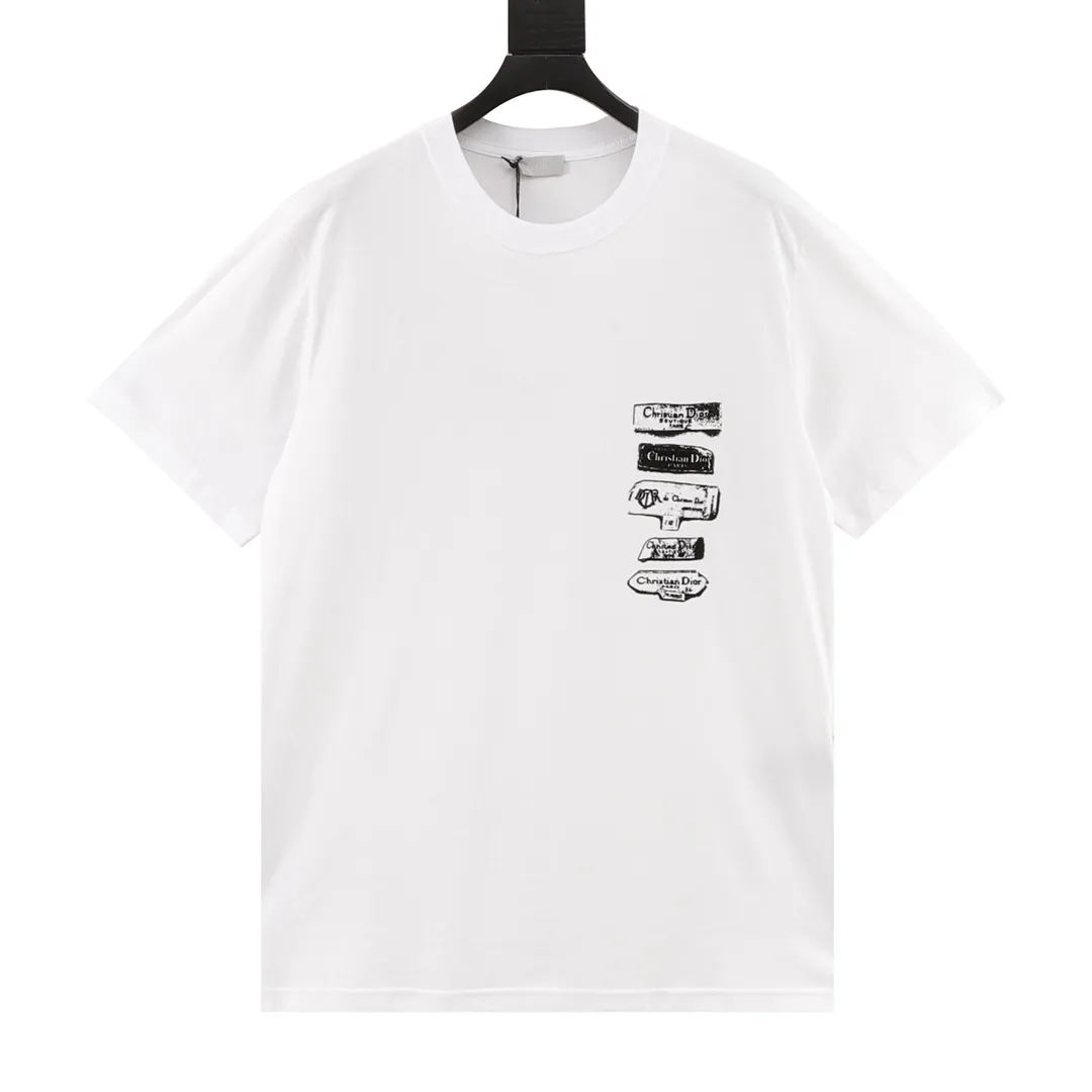 🅿️210 DIOR/Dior flocked archival letter printed short-sleeved T-shirt is woven with 24-count special compact cotton yarn. The weaving process requires high standards and requires the use of advanced looms and high-quality raw materials. Flocking printing is a special printing process that first uses an adhesive to stick fiber nap to the fabric, and then combines the fiber lint to the fabric. Size: XS-L