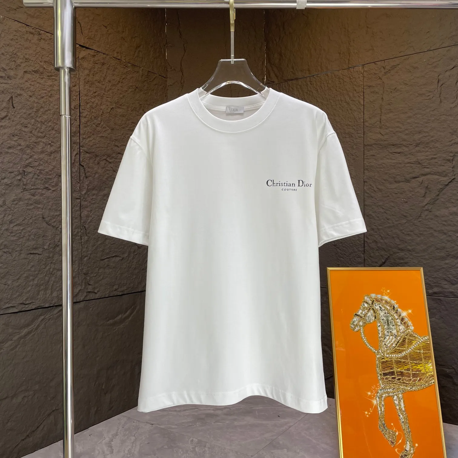 🅿️170 Dio* Dior* 2025 Spring and Summer New Short Sleeve T-shirt Heavy Cotton Personalized Print Color: Black White Size: S M L XL XXL