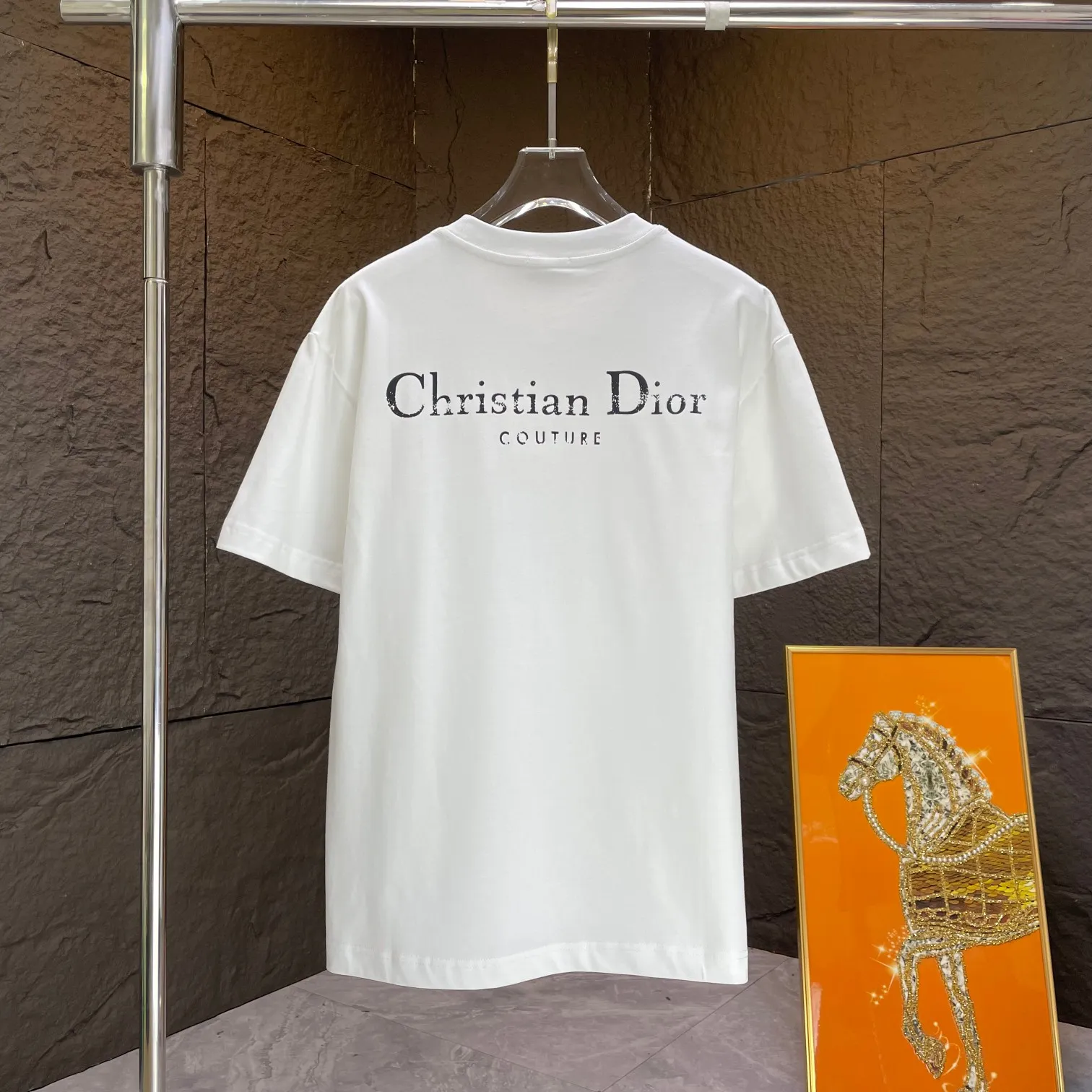 🅿️170 Dio* Dior* 2025 Spring and Summer New Short Sleeve T-shirt Heavy Cotton Personalized Print Color: Black White Size: S M L XL XXL