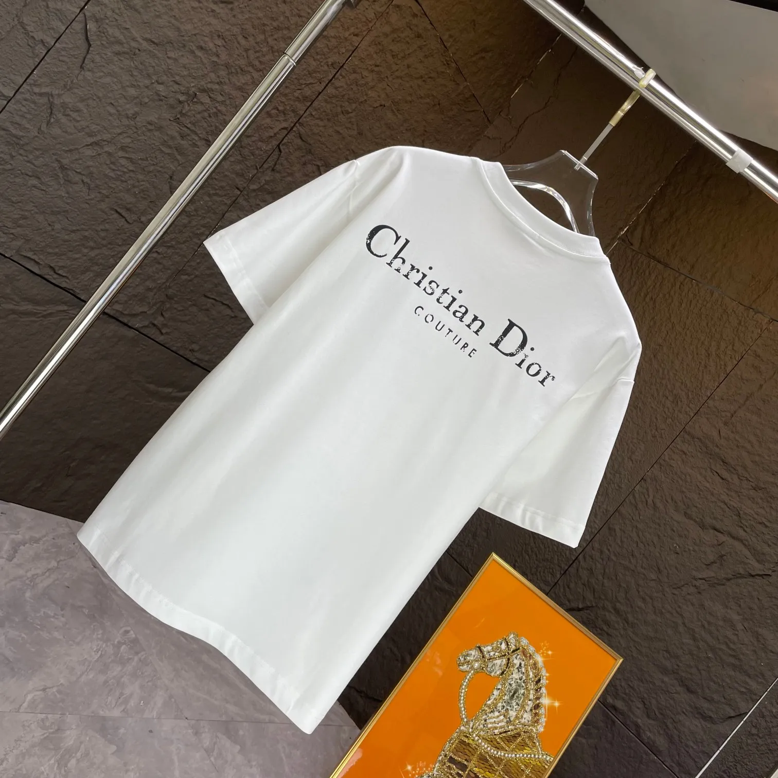 🅿️170 Dio* Dior* 2025 Spring and Summer New Short Sleeve T-shirt Heavy Cotton Personalized Print Color: Black White Size: S M L XL XXL