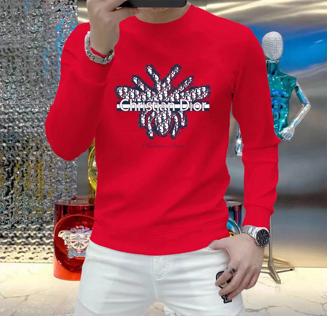 🅿️220 brand [DIOR Dior] (good news for fat people) 2025ss autumn latest long-sleeved round-neck sweatshirt, on sale simultaneously on the official website. Refreshing and breathable. Made of top Tencel Roman. Comfortable and soft. 3D three-dimensional clarity. Super fashion sense. Great for gifting and keeping for yourself. Size: M-5XL (can wear up to 220 pounds)