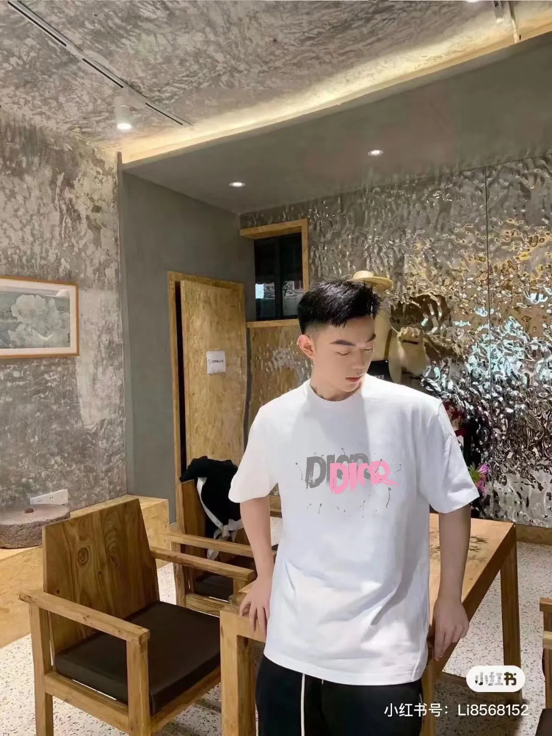🅿️170 [DIOR Dior] 2025FW short-sleeved T-shirt LOGO printing High-end 26s double yarn 300g fabric Heavy fabric Customized frame ribbing in the same cylinder and dyeing Complete three standards Same style for men and women Color: Black White Size: S M L XL 2XL