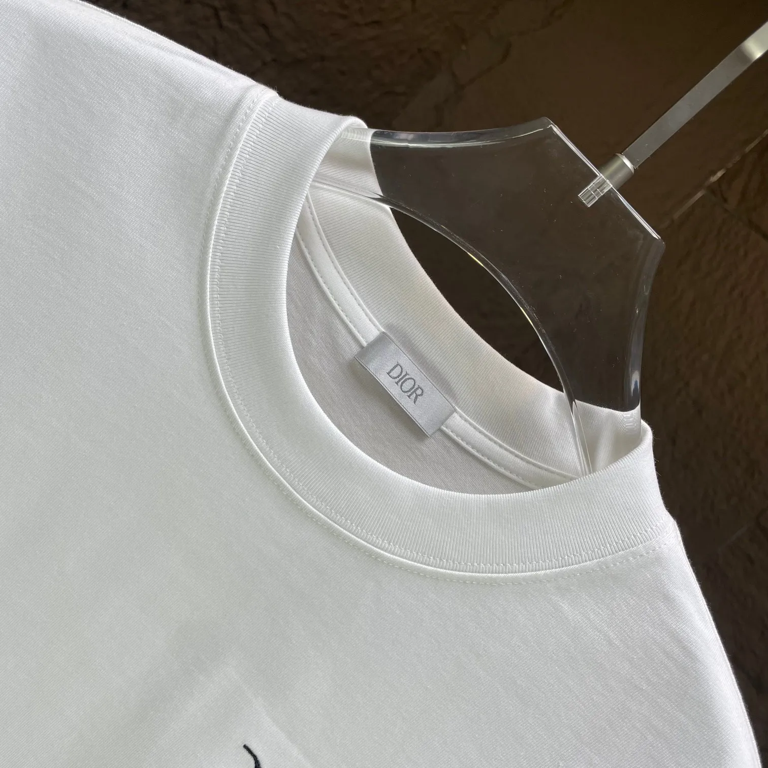 🅿️190 Dior* Dior* 2025 spring and summer new short-sleeved T-shirt Heavy cotton letter logo embroidery Color: black white Size: S M L XL XXL