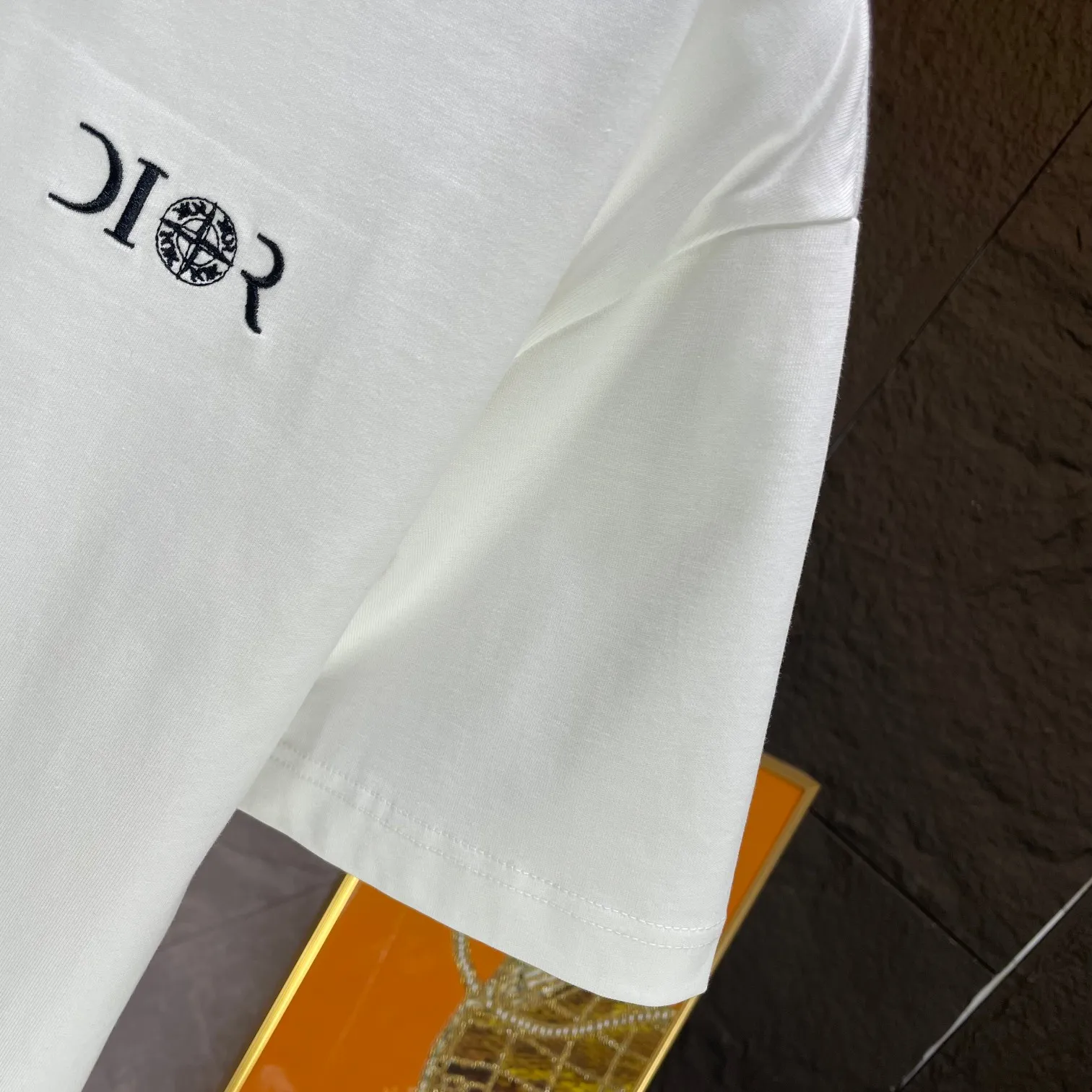 🅿️190 Dior* Dior* 2025 spring and summer new short-sleeved T-shirt Heavy cotton letter logo embroidery Color: black white Size: S M L XL XXL