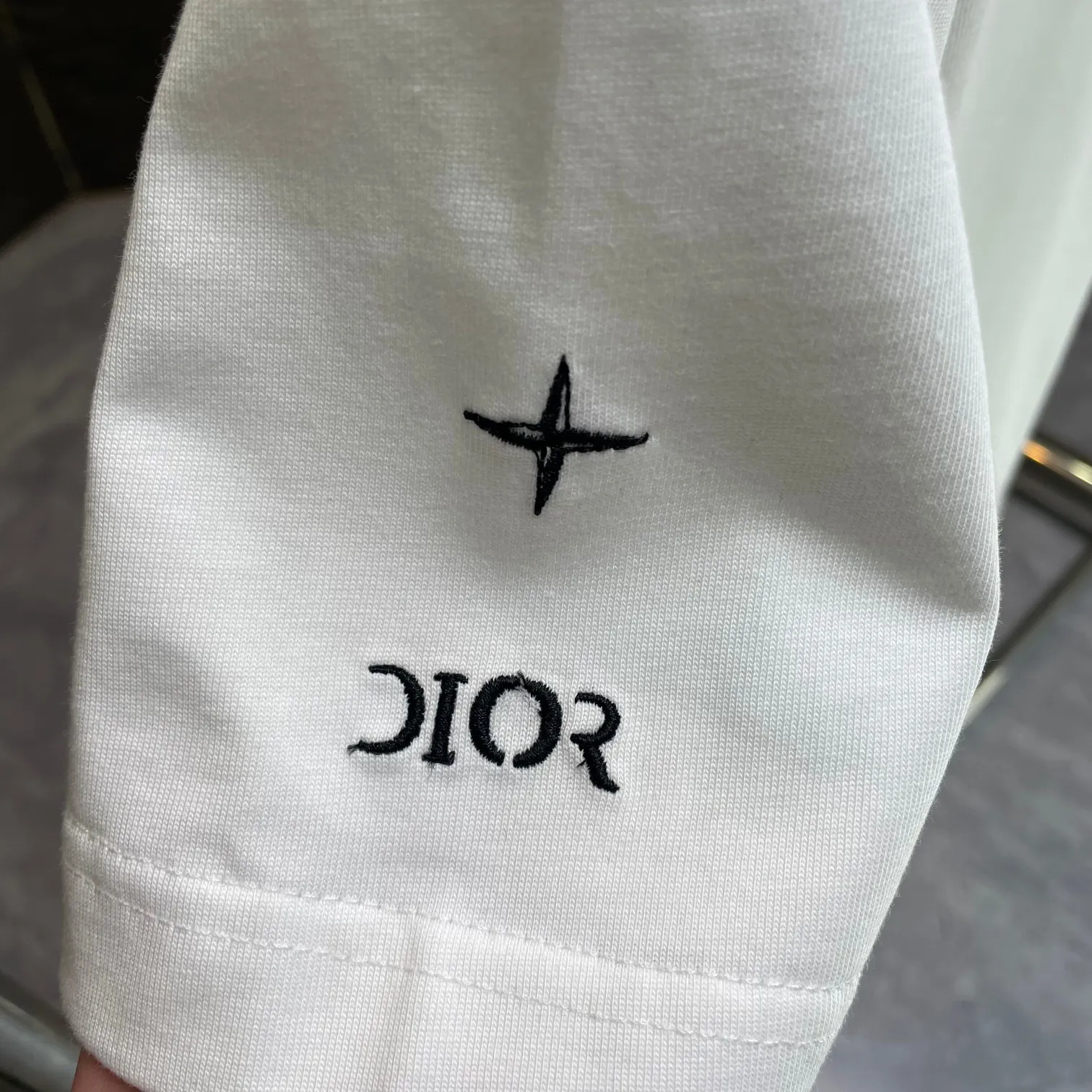🅿️190 Dior* Dior* 2025 spring and summer new short-sleeved T-shirt Heavy cotton letter logo embroidery Color: black white Size: S M L XL XXL