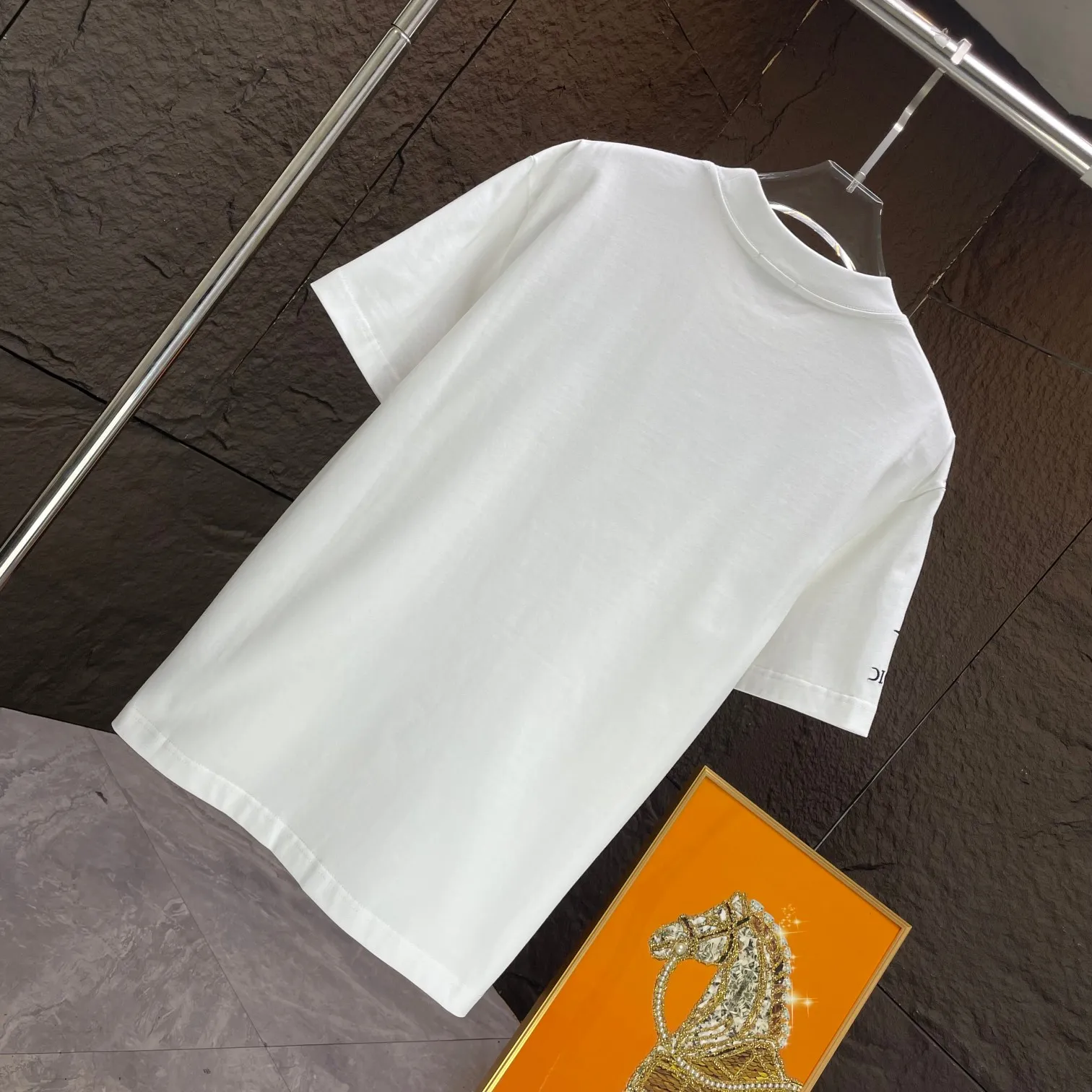 🅿️190 Dior* Dior* 2025 spring and summer new short-sleeved T-shirt Heavy cotton letter logo embroidery Color: black white Size: S M L XL XXL