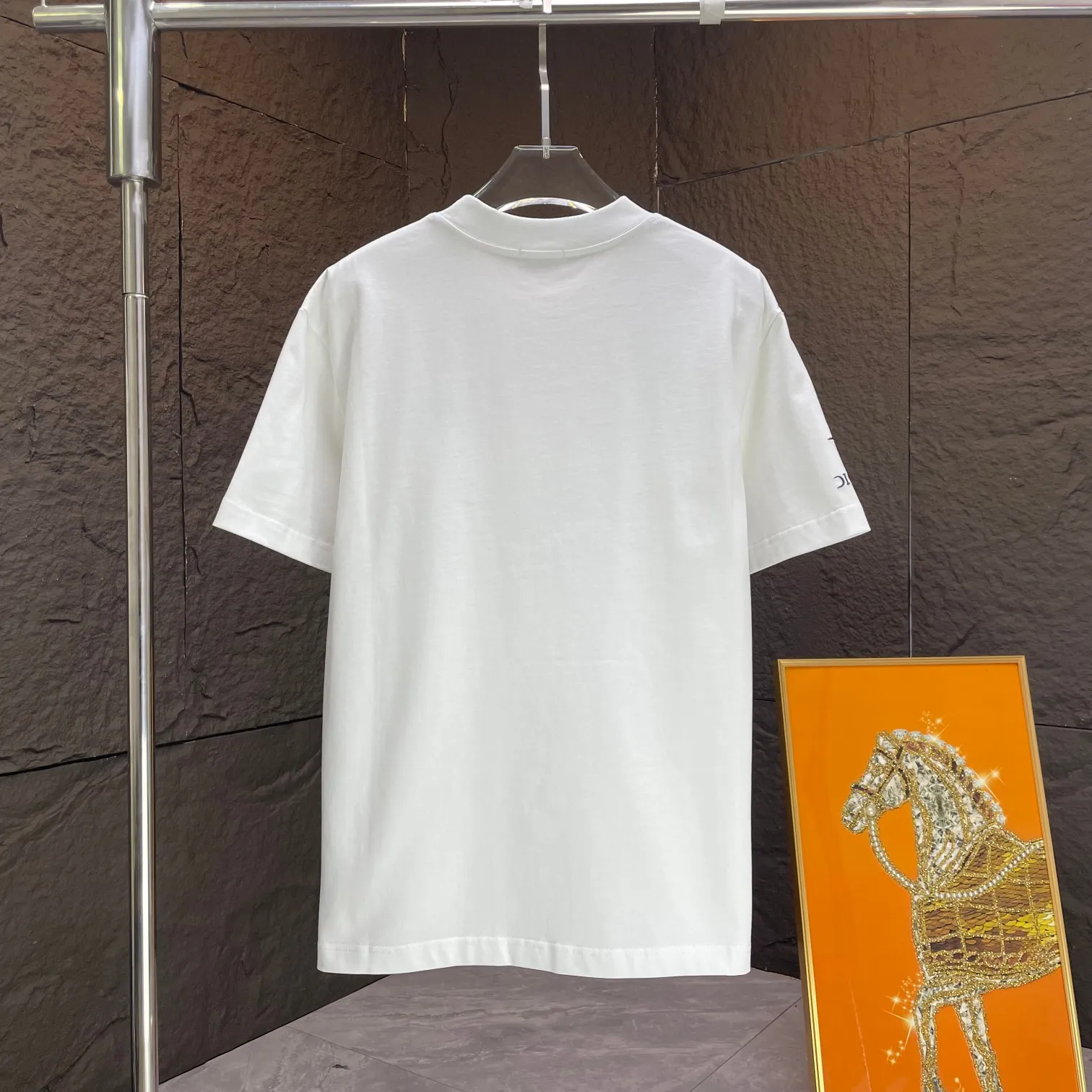 🅿️190 Dior* Dior* 2025 spring and summer new short-sleeved T-shirt Heavy cotton letter logo embroidery Color: black white Size: S M L XL XXL