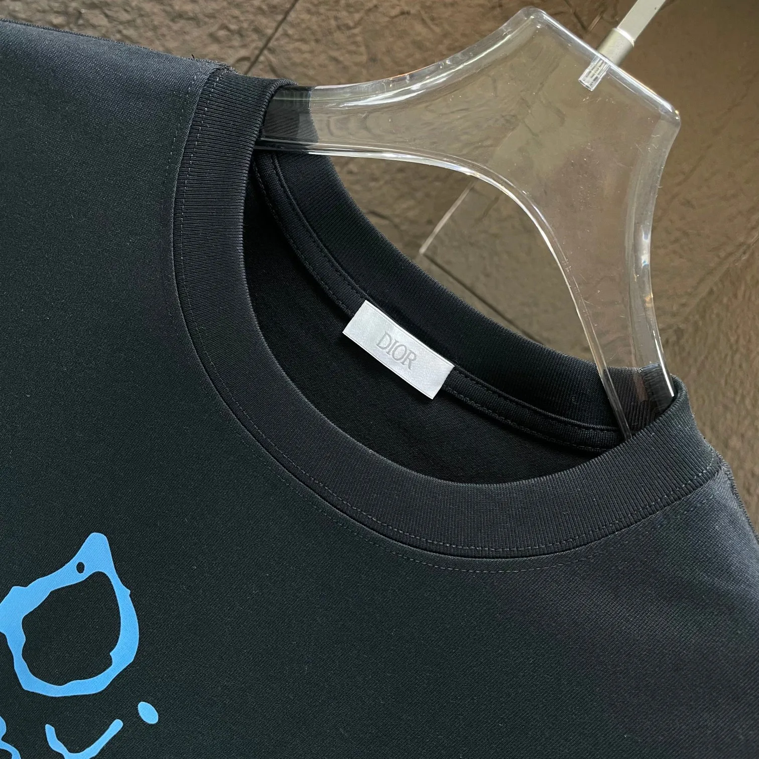 🅿️170 Dio* Dior* 2025 spring and summer new short-sleeved T-shirt Heavy cotton letter pattern printing Color: Black White Size: S M L XL XXL
